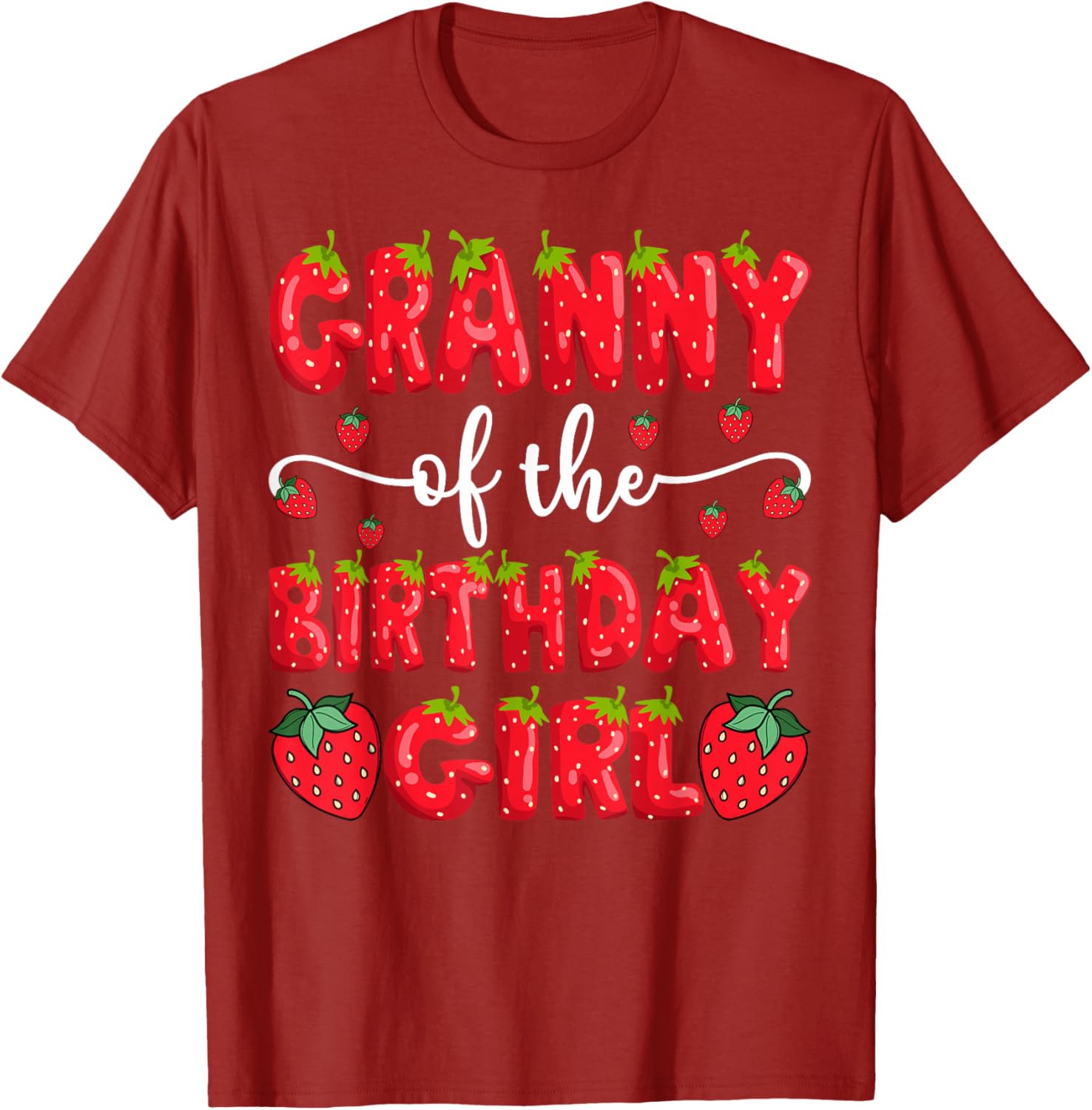 Adorable Granny of the Birthday Girl Strawberry Matching T-Shirt - 3
