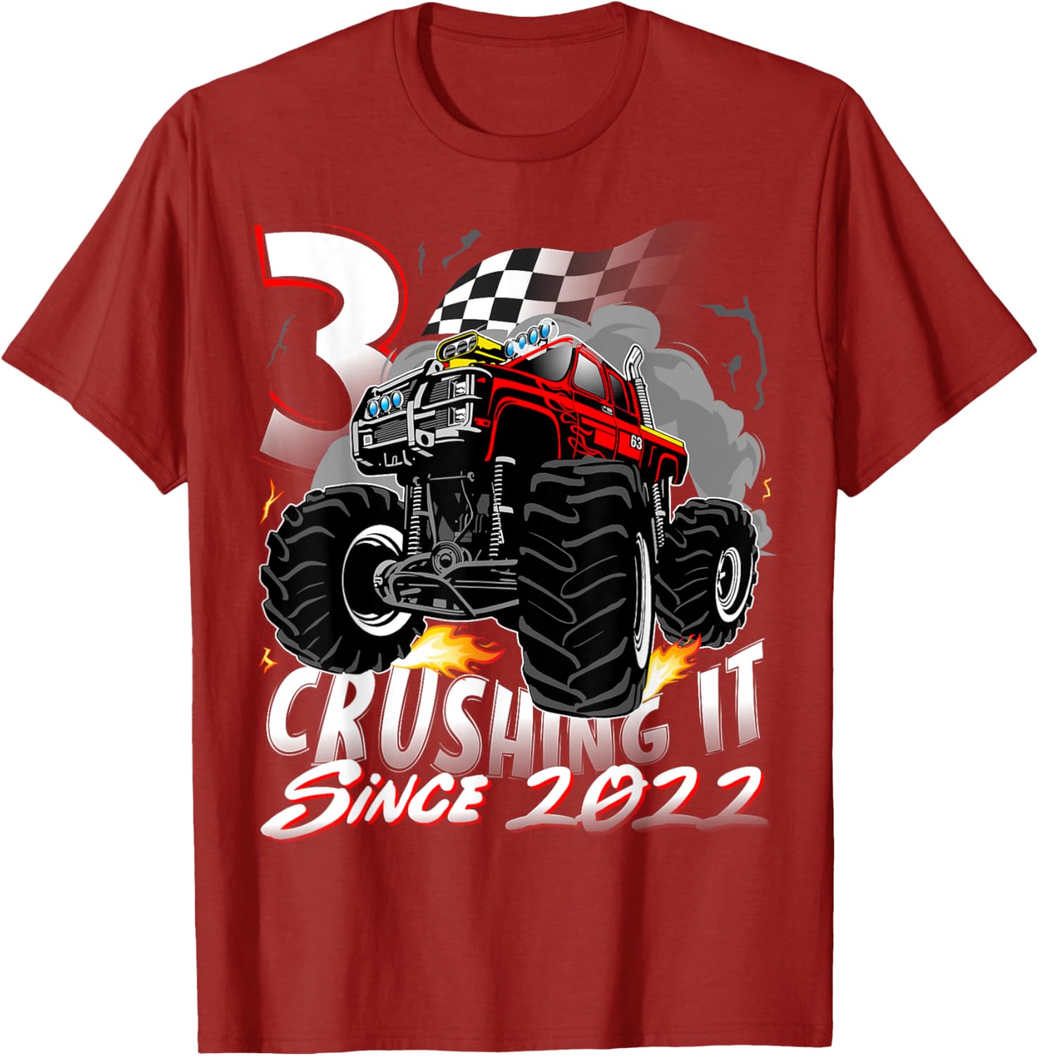 Cool Monster Truck Birthday T-Shirt for 3 Year Old Boys Born 2022 - 18