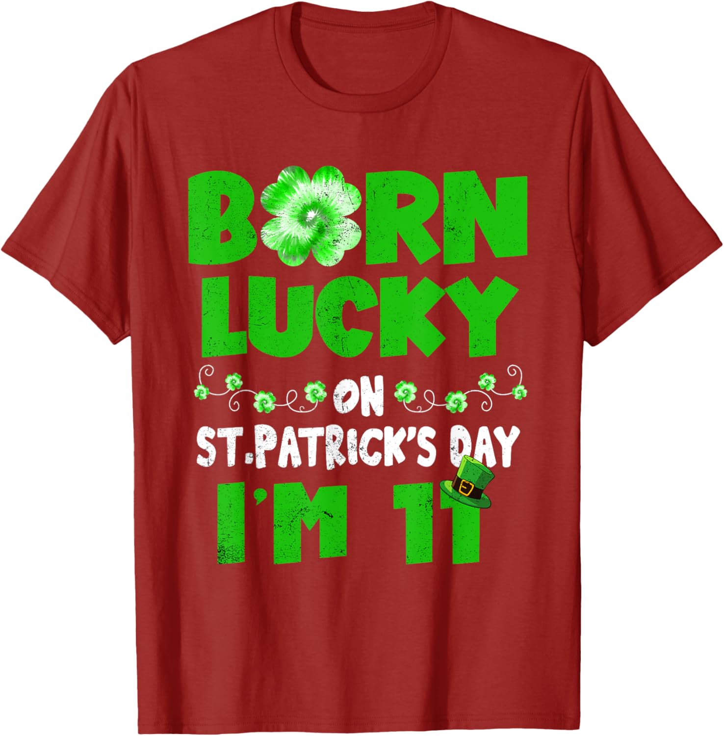 Born Lucky St. Patrick's Day 11th Birthday T-Shirt for Kids - 4