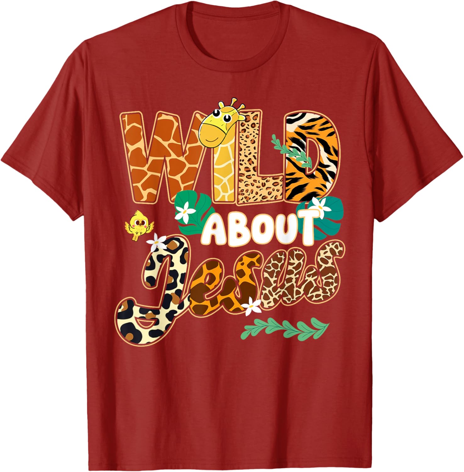 Wild About Jesus Kids T-Shirt with Fun Leopard Zebra Print Design - 16
