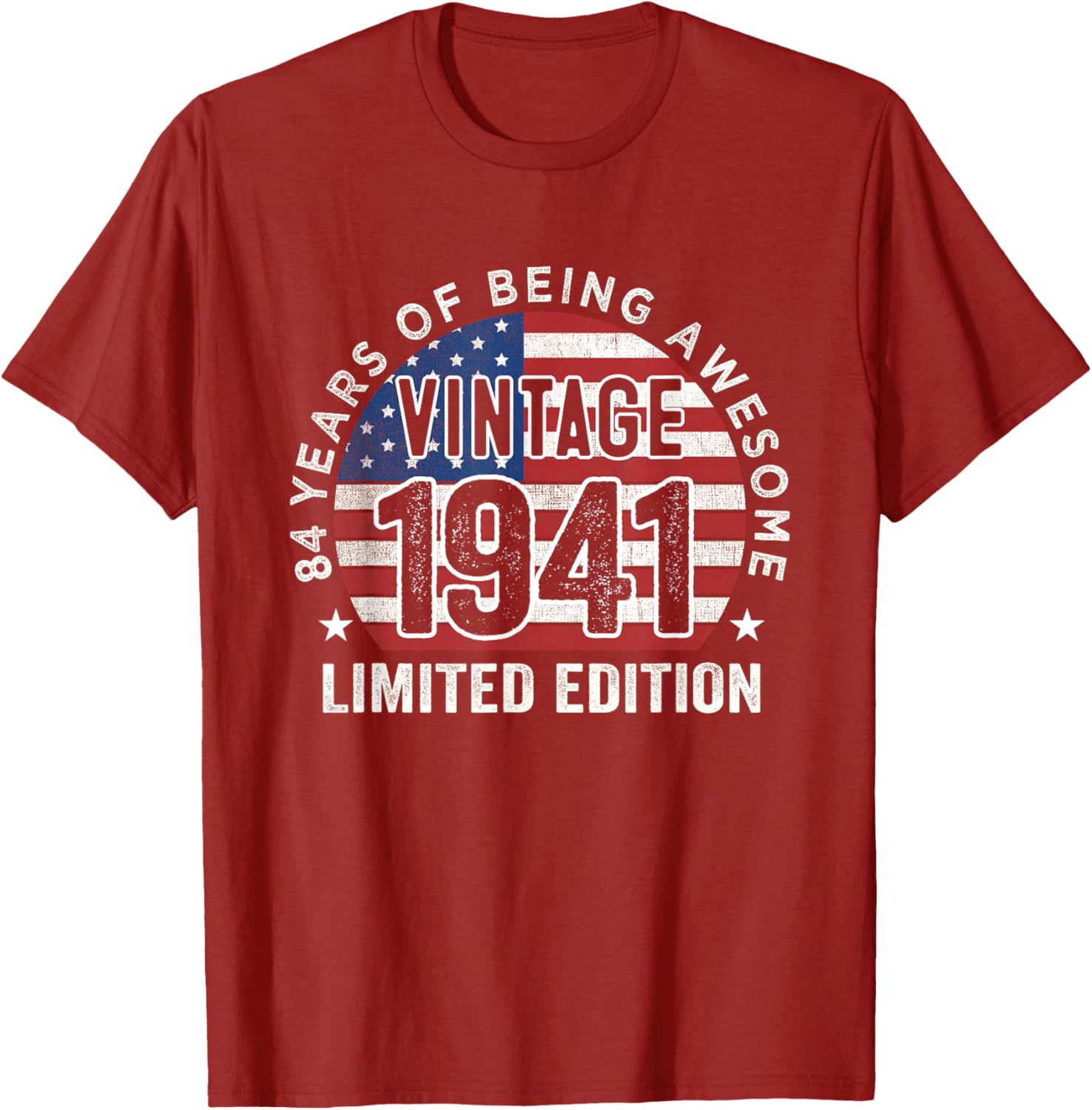 Vintage 1941 84th Birthday T-Shirt for Men with USA Flag Design - 8
