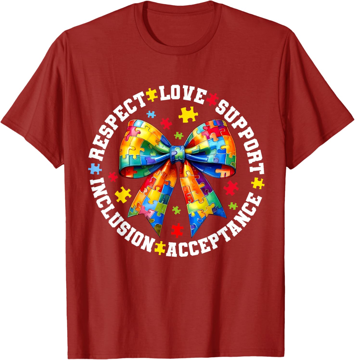 Autism Awareness Coquette Bow T-Shirt for Girls and Women - 4