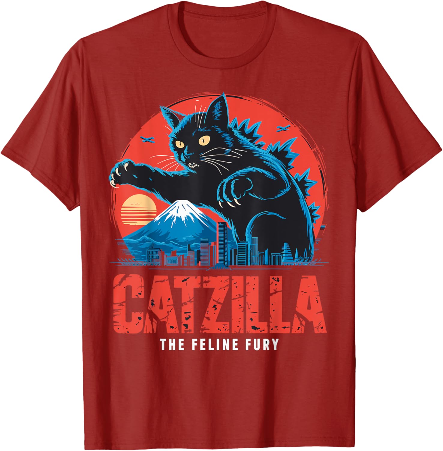 Catzilla Black Cat Vintage T-Shirt for Cat Lovers in Japan Style - 19