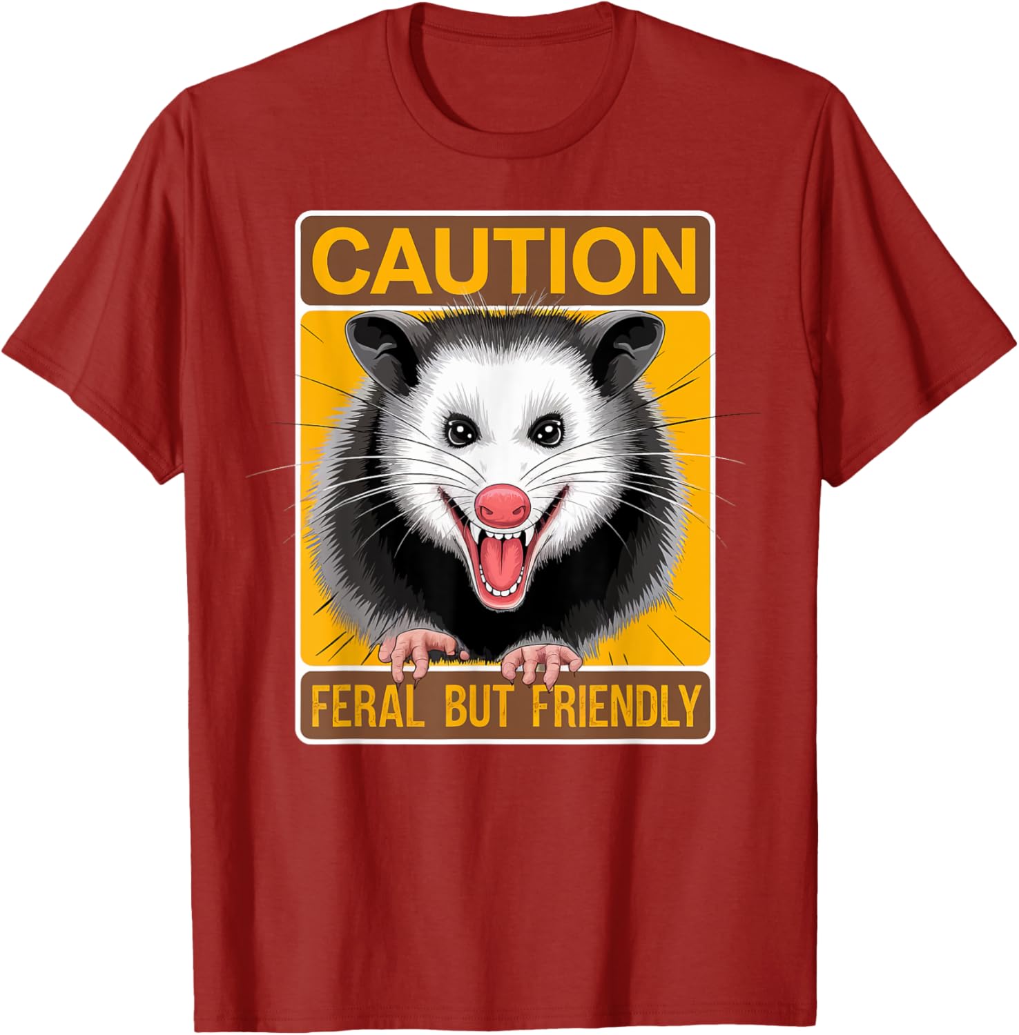 Caution Feral But Friendly Opossum T-Shirt for Animal Lovers - 2