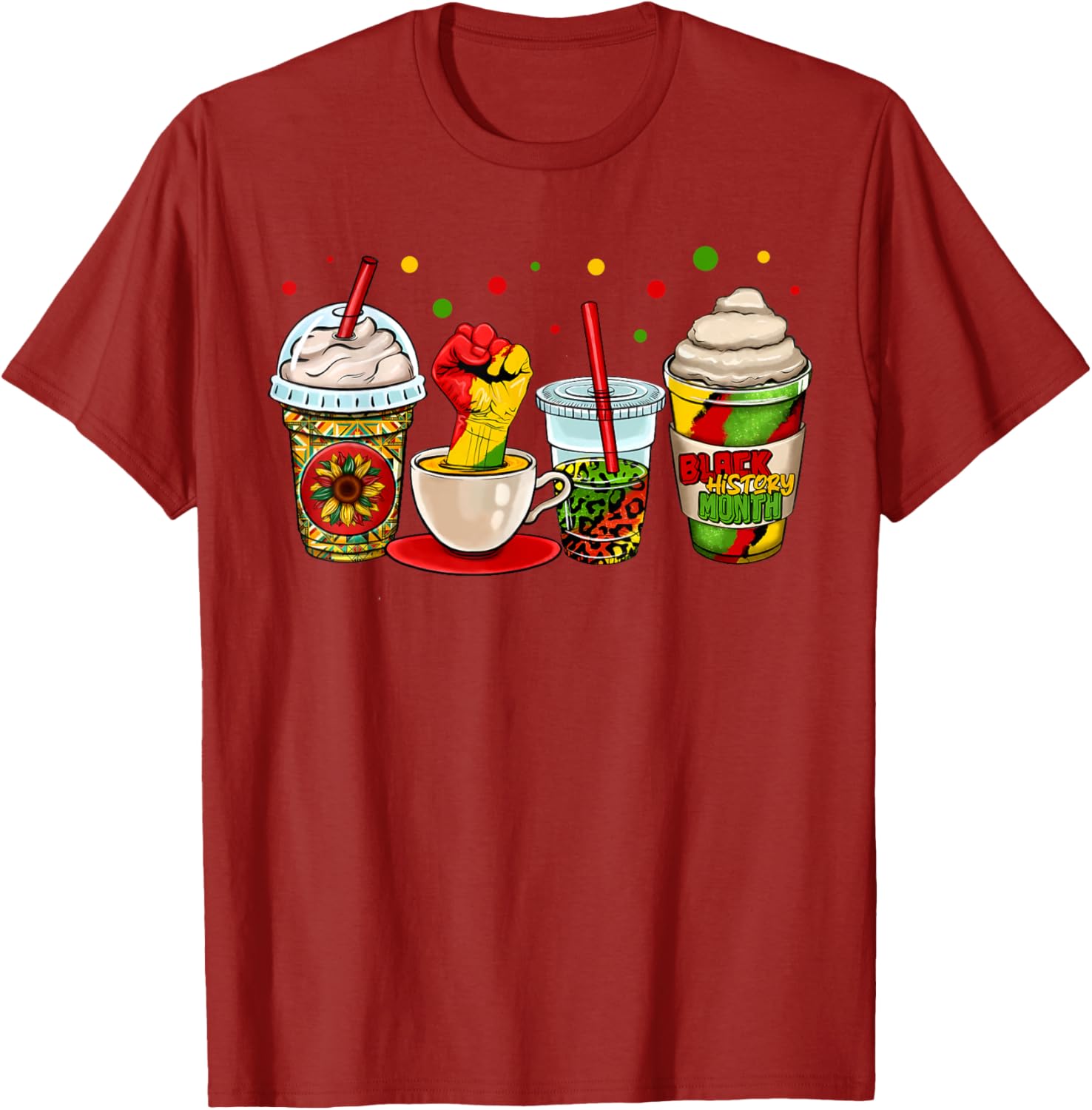 Celebrate Black History Month with Kente Dashiki Coffee Cup T-Shirt - 2