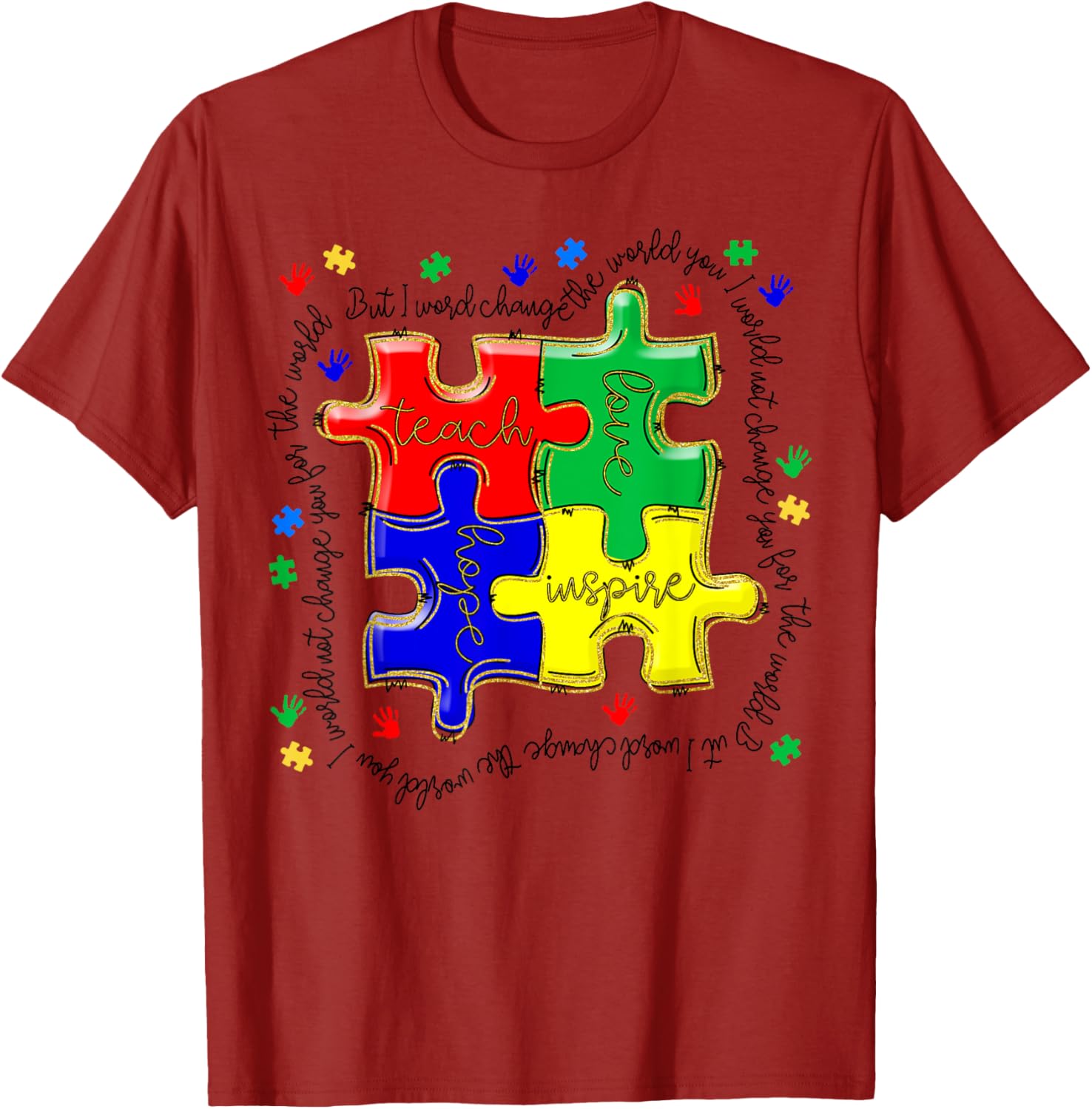 Autism Awareness Teacher Puzzle Shirt Teach Accept Understand Love - 18