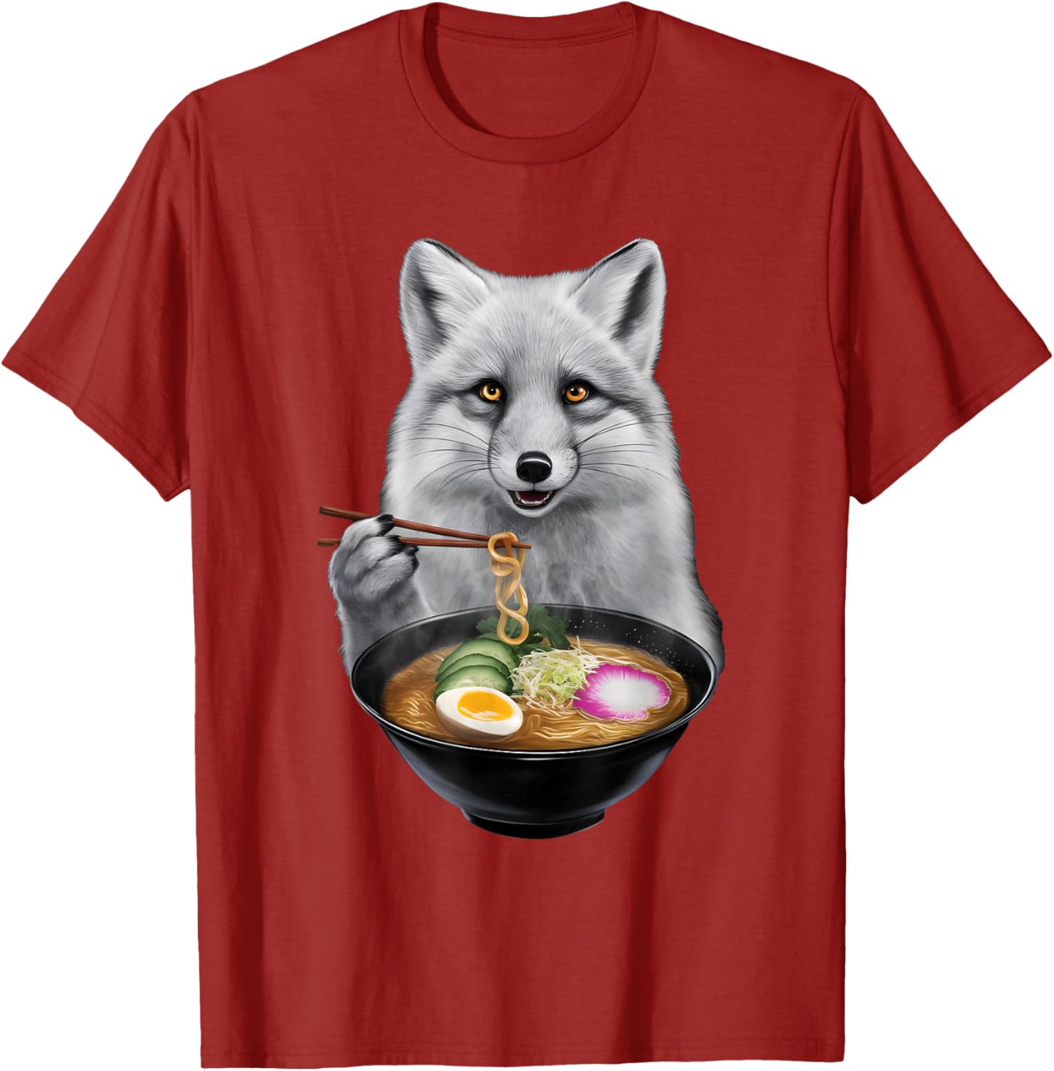 Arctic Fox Enjoying Ramen T-Shirt Fun and Unique Apparel for Animal Lovers - 9