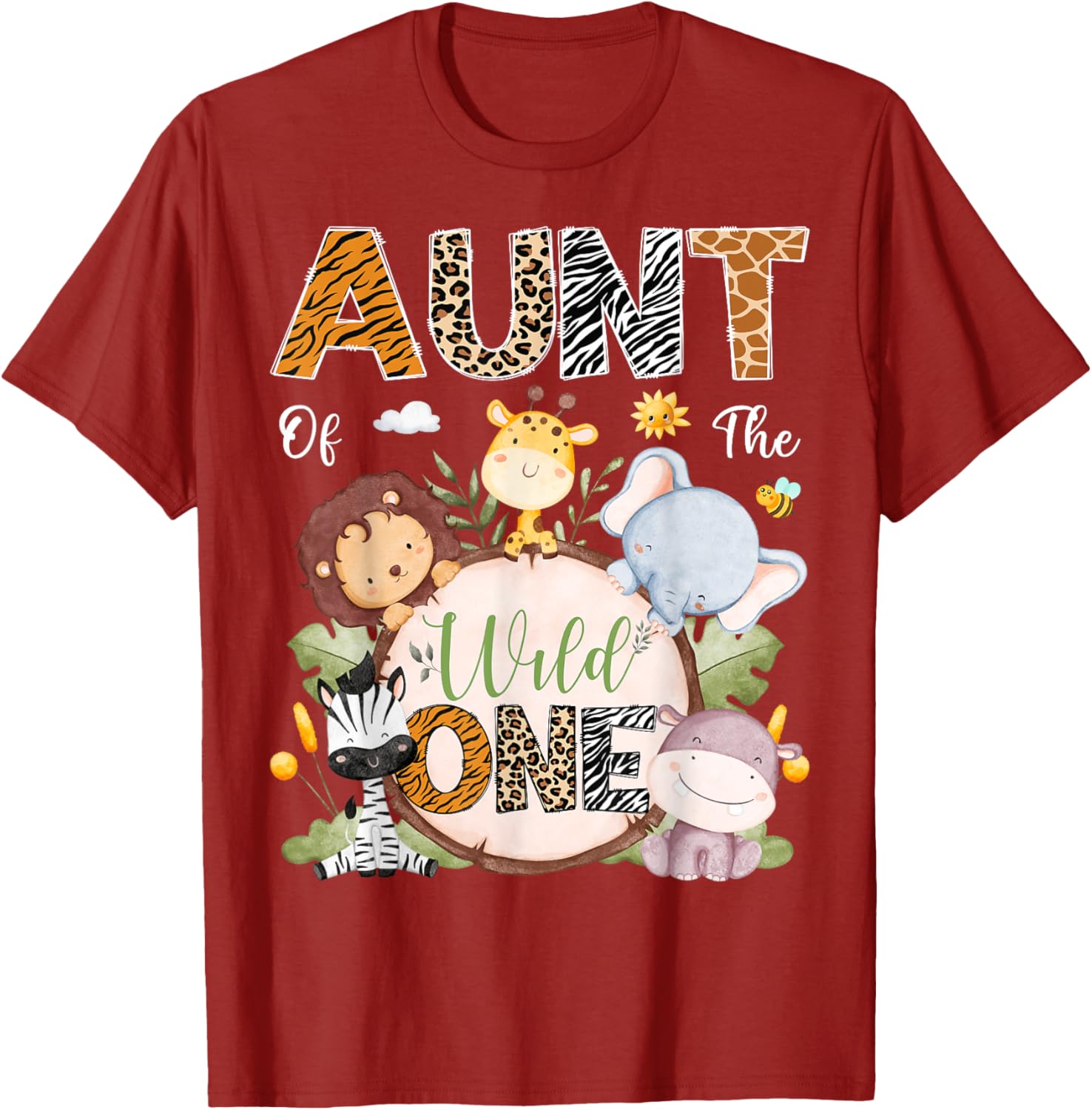Aunt of the Wild One First Birthday Safari Animals T-Shirt for Kids - 14