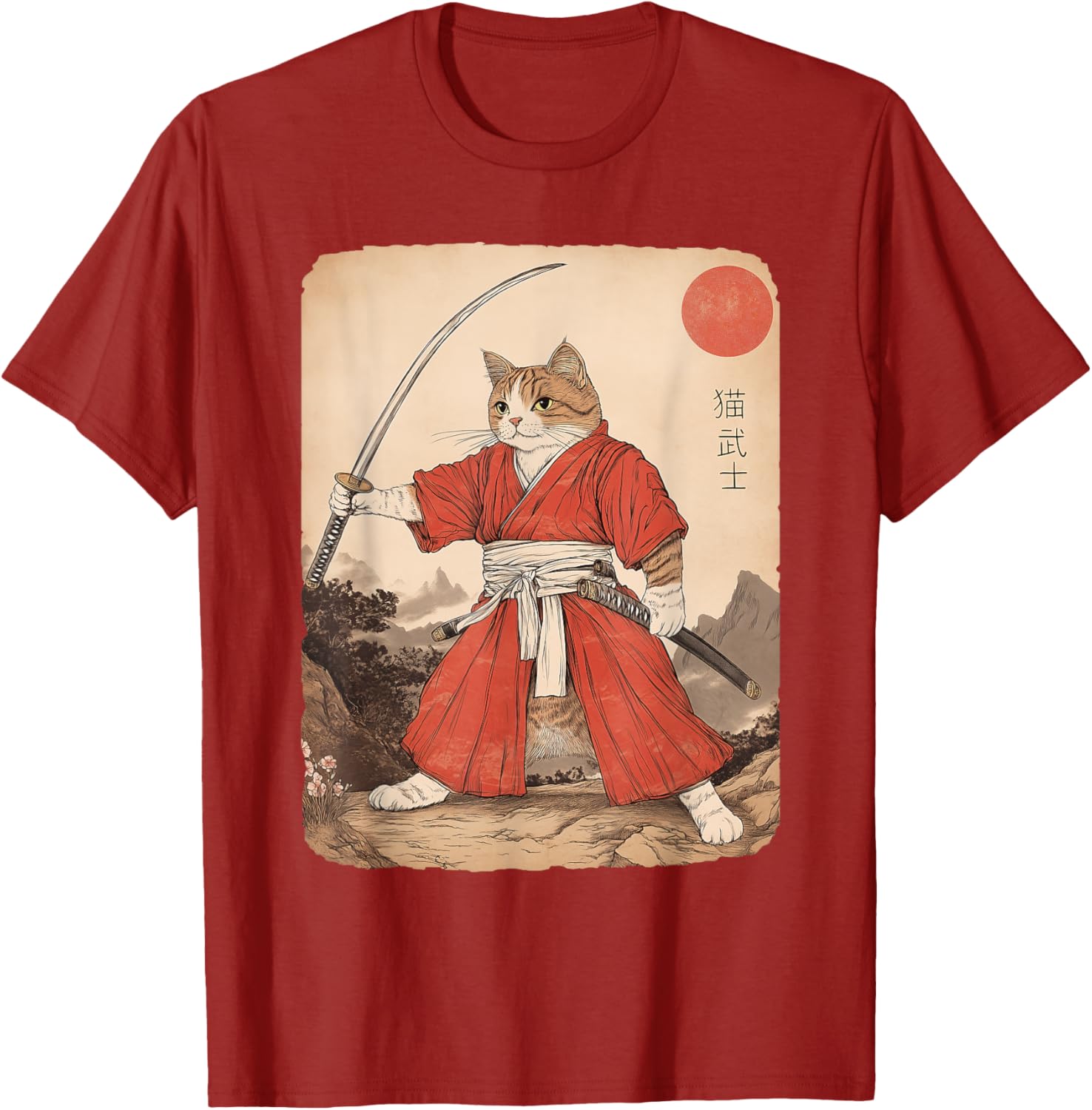 Vintage Samurai Cat Warrior Graphic T-Shirt for All Ages - Anime Style - 8