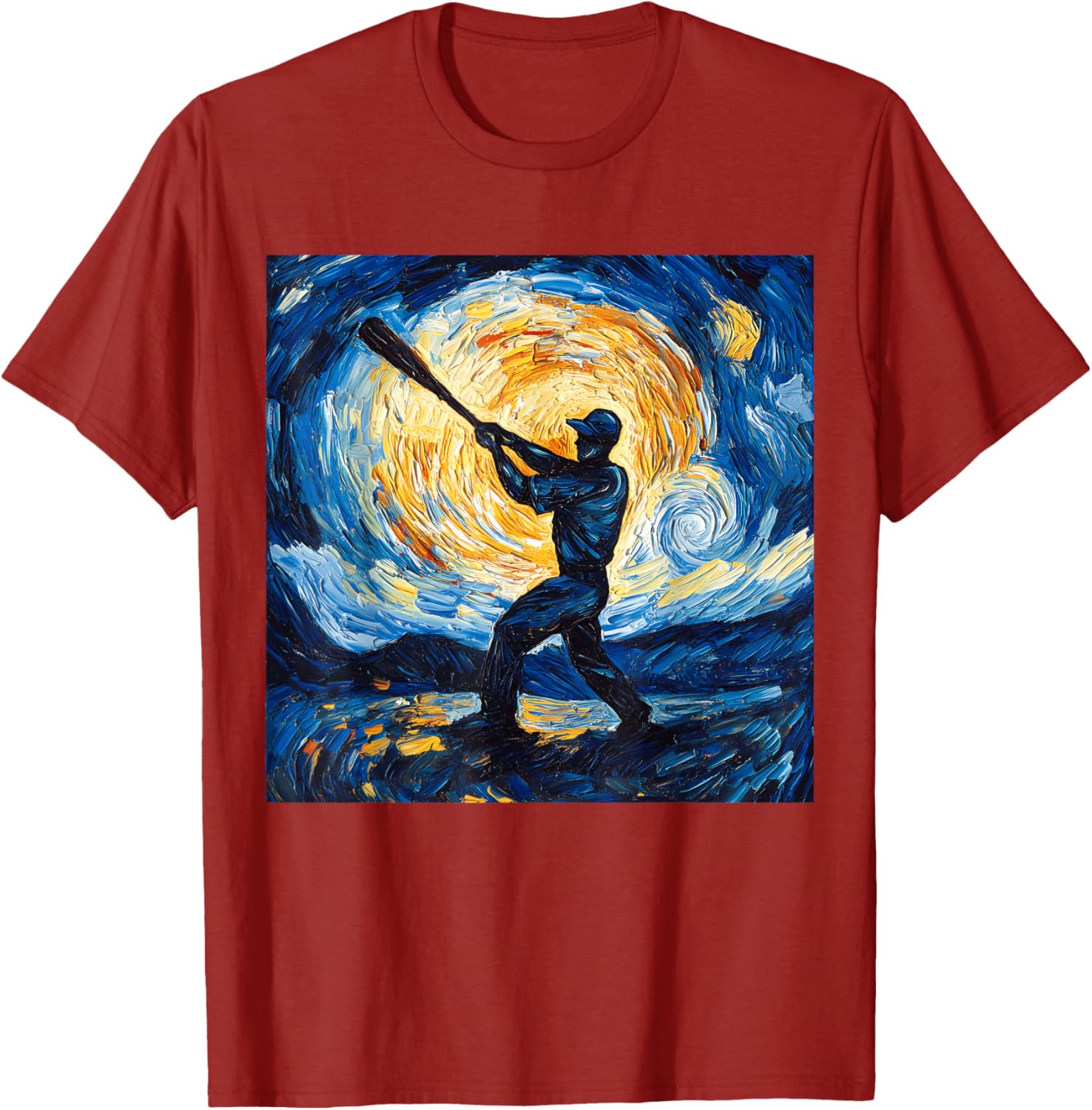 Van Gogh Starry Night Baseball Player T-Shirt for Art and Sports Lovers - 14
