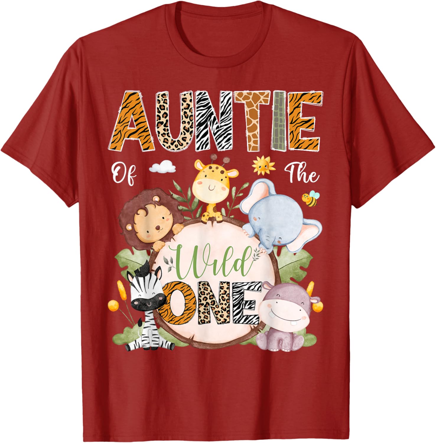 Auntie Of The Wild One 1st Birthday Safari Jungle Animals T-Shirt - 1