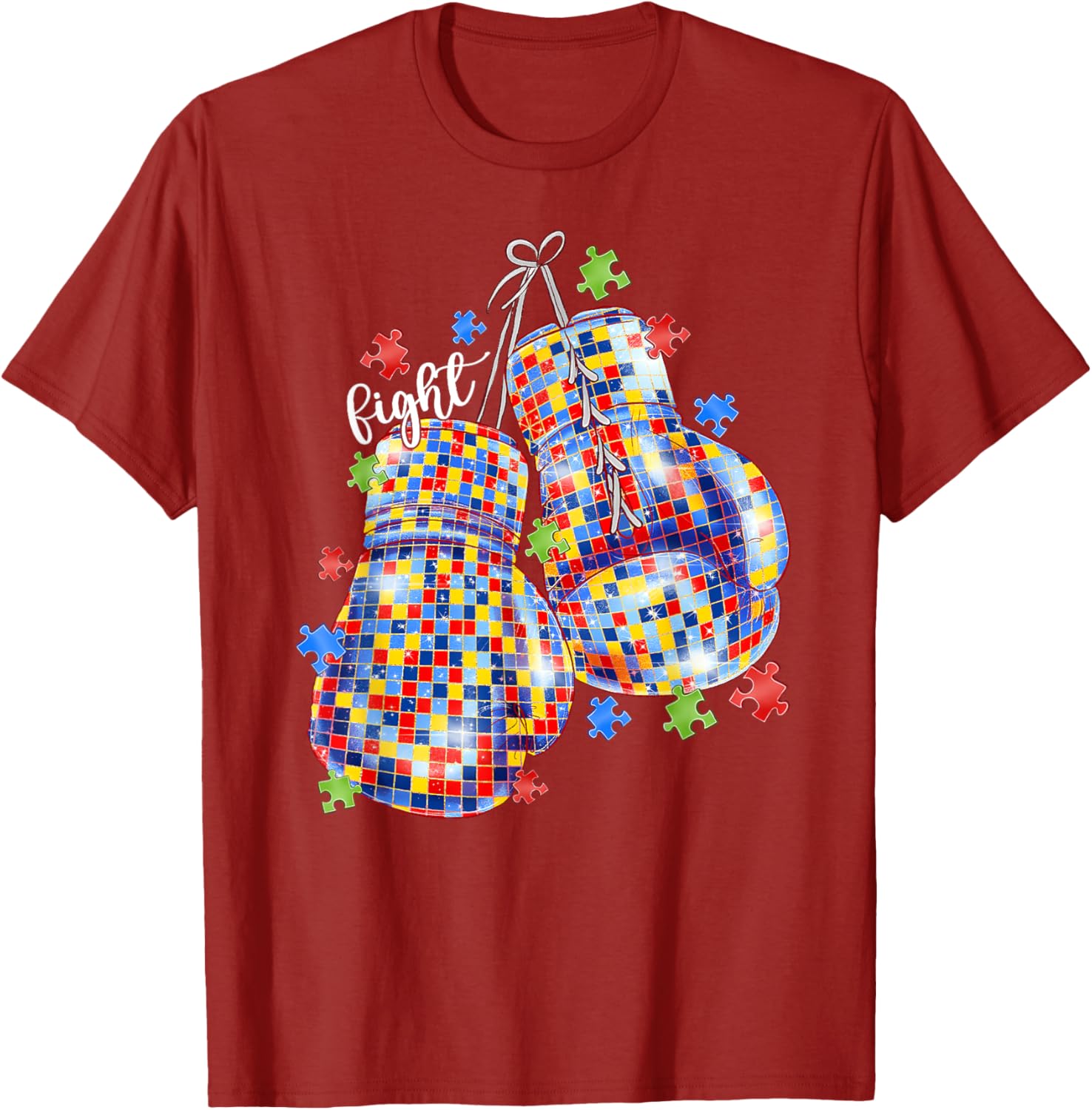 Autism Awareness Puzzle Piece Boxing Gloves T-Shirt for All Ages - 13