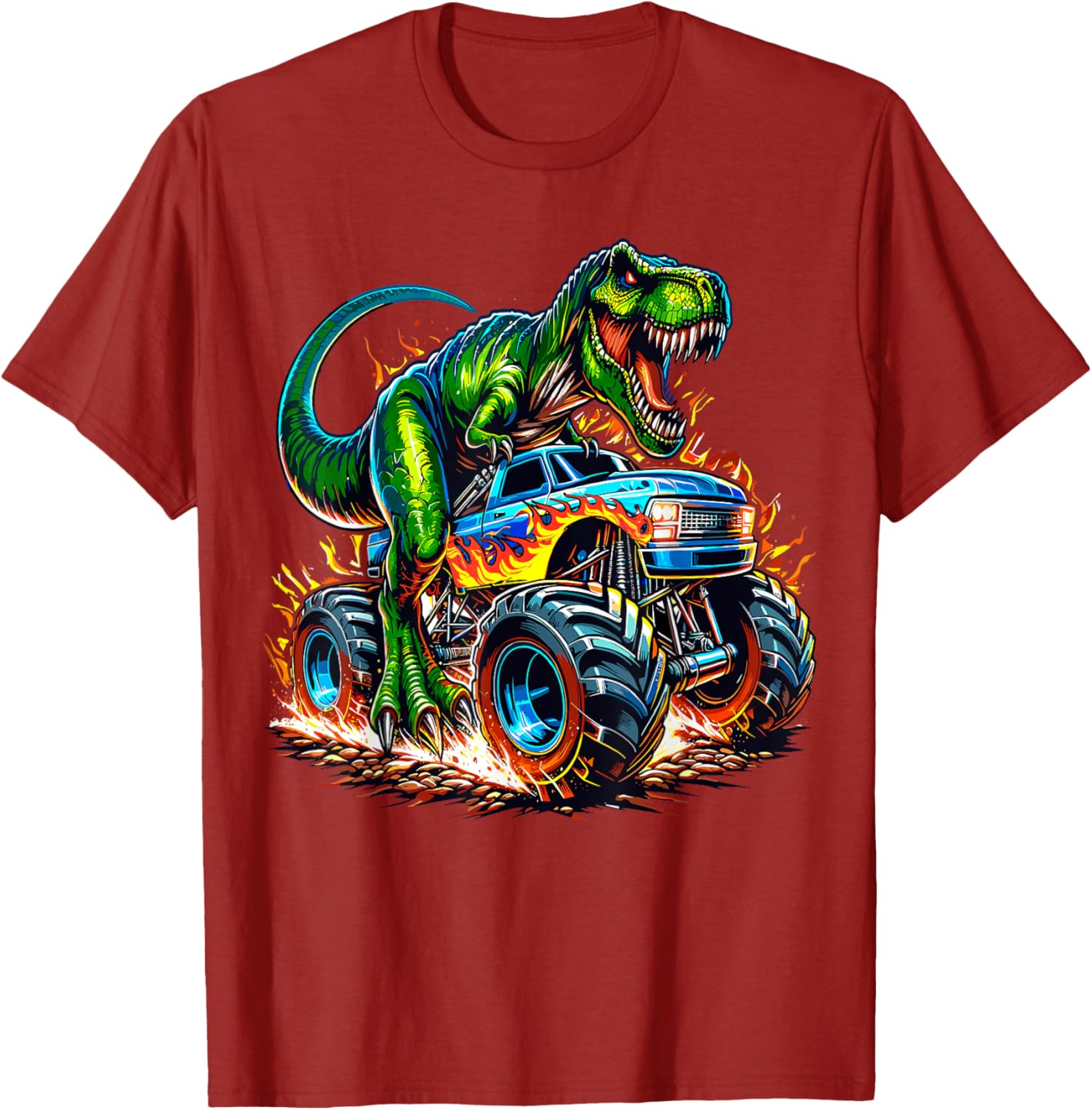 Monster Truck Dinosaur Birthday Party T-Shirt for Kids Fun Celebration - 7