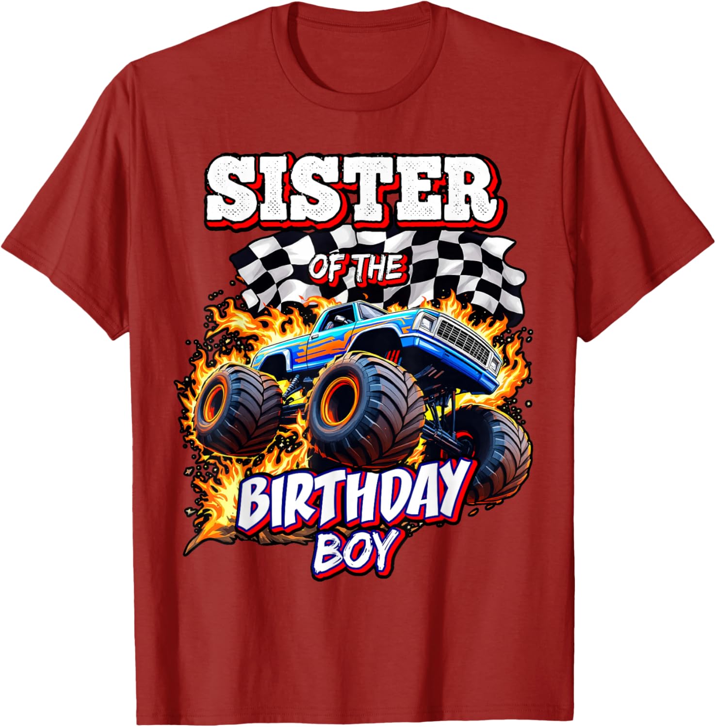 Sister of the Birthday Boy Monster Truck T-Shirt for Fun Celebrations - 21