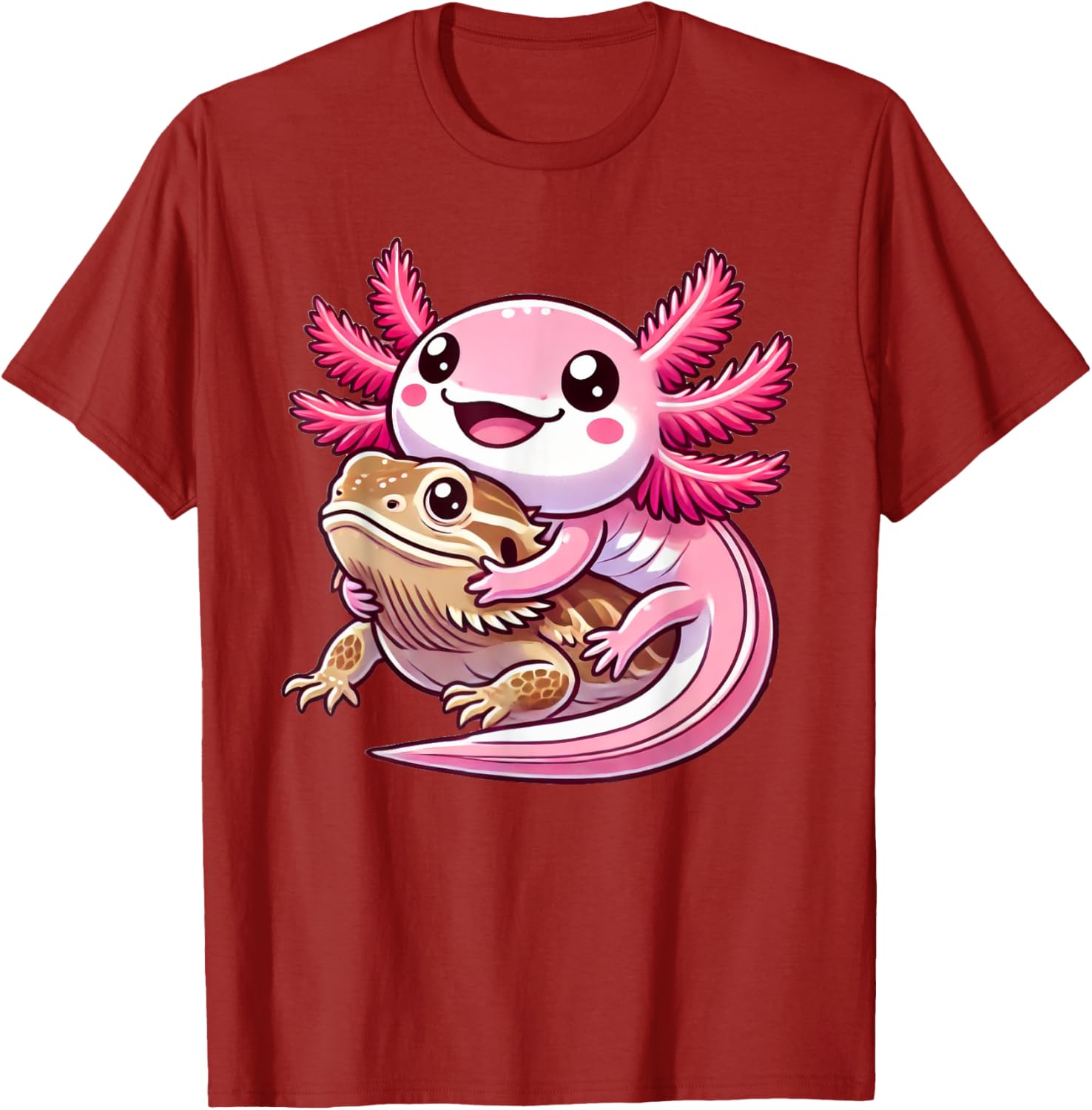 Adorable Axolotl Hugging Bearded Dragon T-Shirt for Animal Lovers - 9