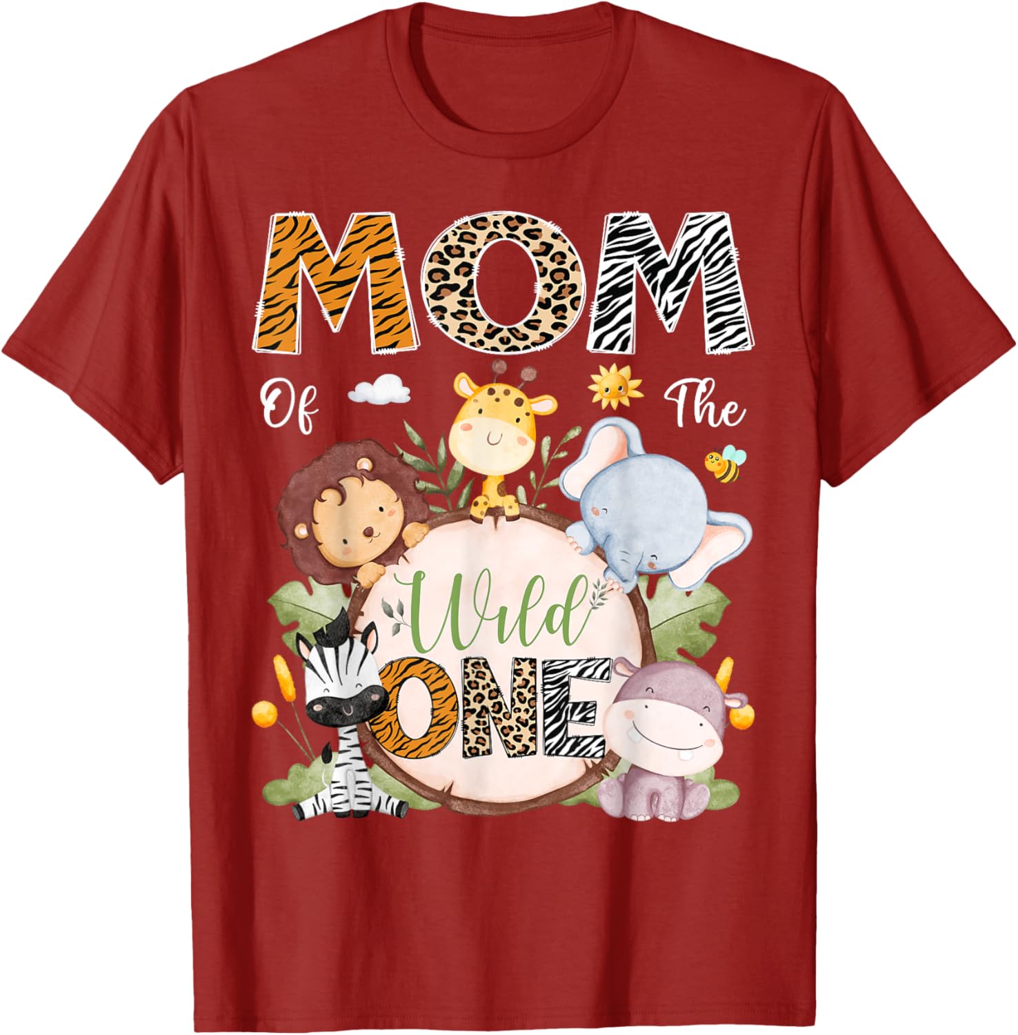 Mom Of The Wild One 1st Birthday Safari Jungle Animals T-Shirt - 6