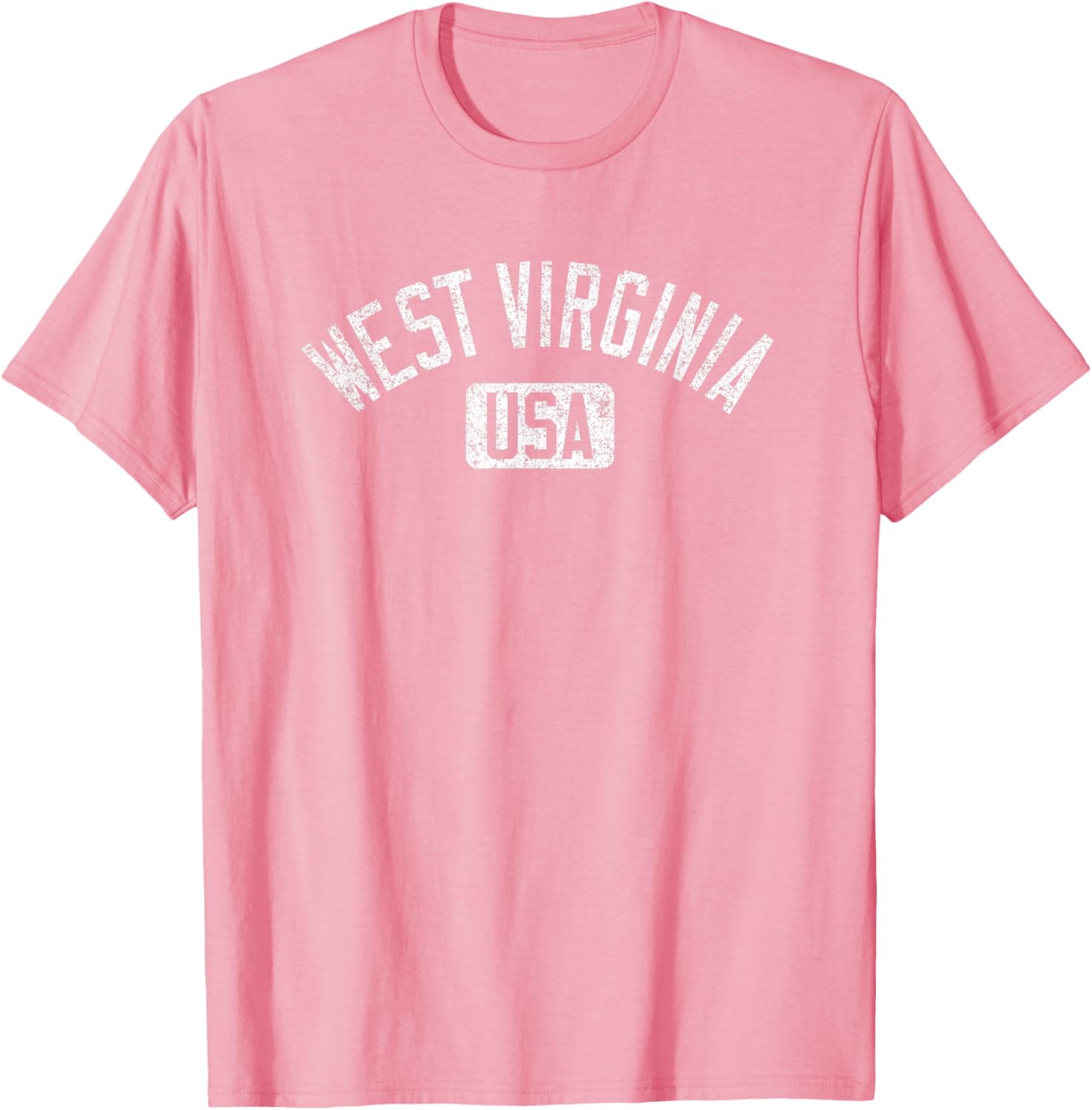 West Virginia Arched Text Distressed White Print T-Shirt for Casual Style - 13