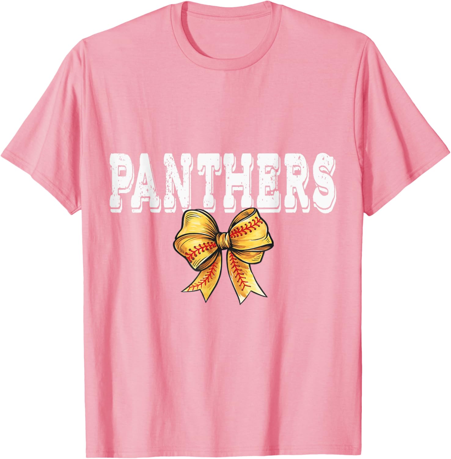 Coquette Panther Softball Game Day Bow T-Shirt for Team Spirit and Style - 23