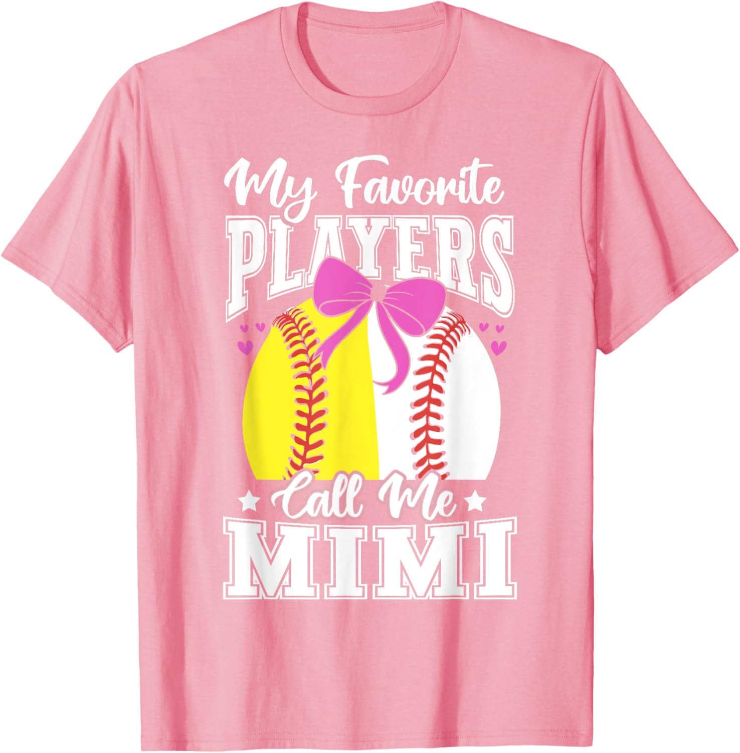 Baseball Grandma Favorite Softball Players Mimi Bow T-Shirt for Fans - 13