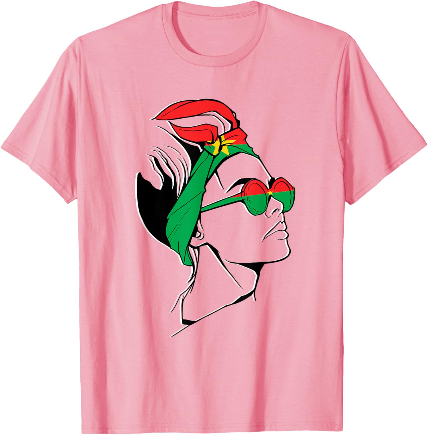 Burkina Faso Pride T-Shirt with Headscarf Design for Women - 8