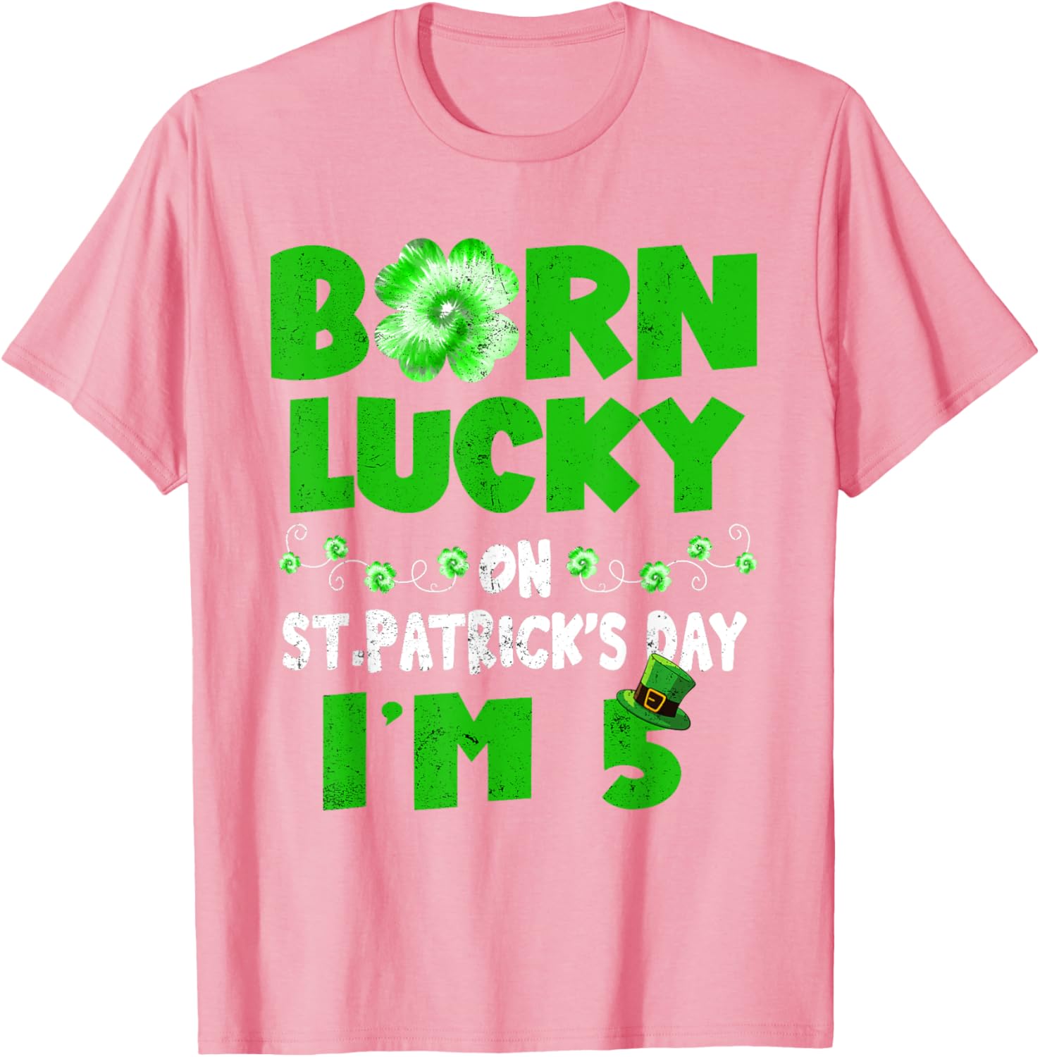 Born Lucky St. Patrick's Day 5th Birthday T-Shirt for Boys and Girls - 13