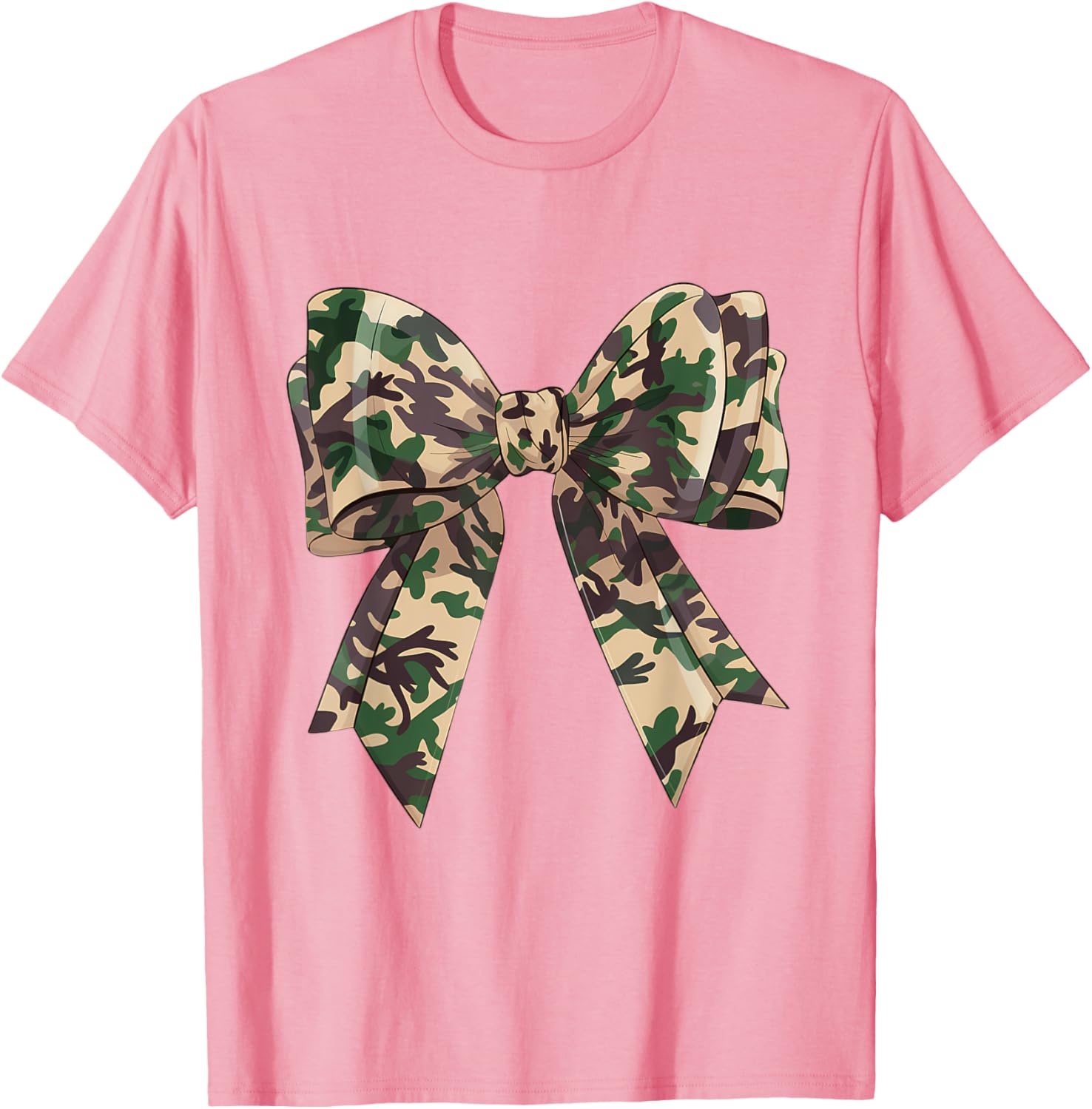 Chic Camouflage Bow Coquette T-Shirt for Hunting Women and Girls - 1