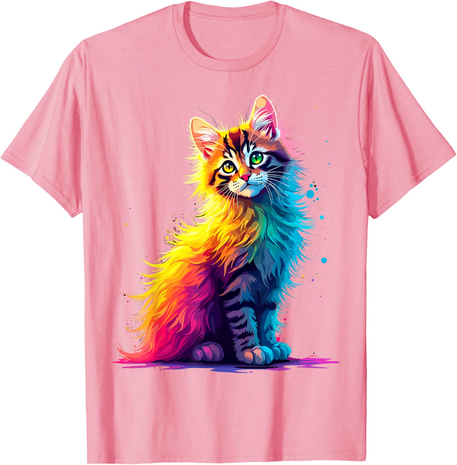 Colorful Cute Kitty T-Shirt for Cat Lovers - Fun Pop Art Design for All Ages - 16