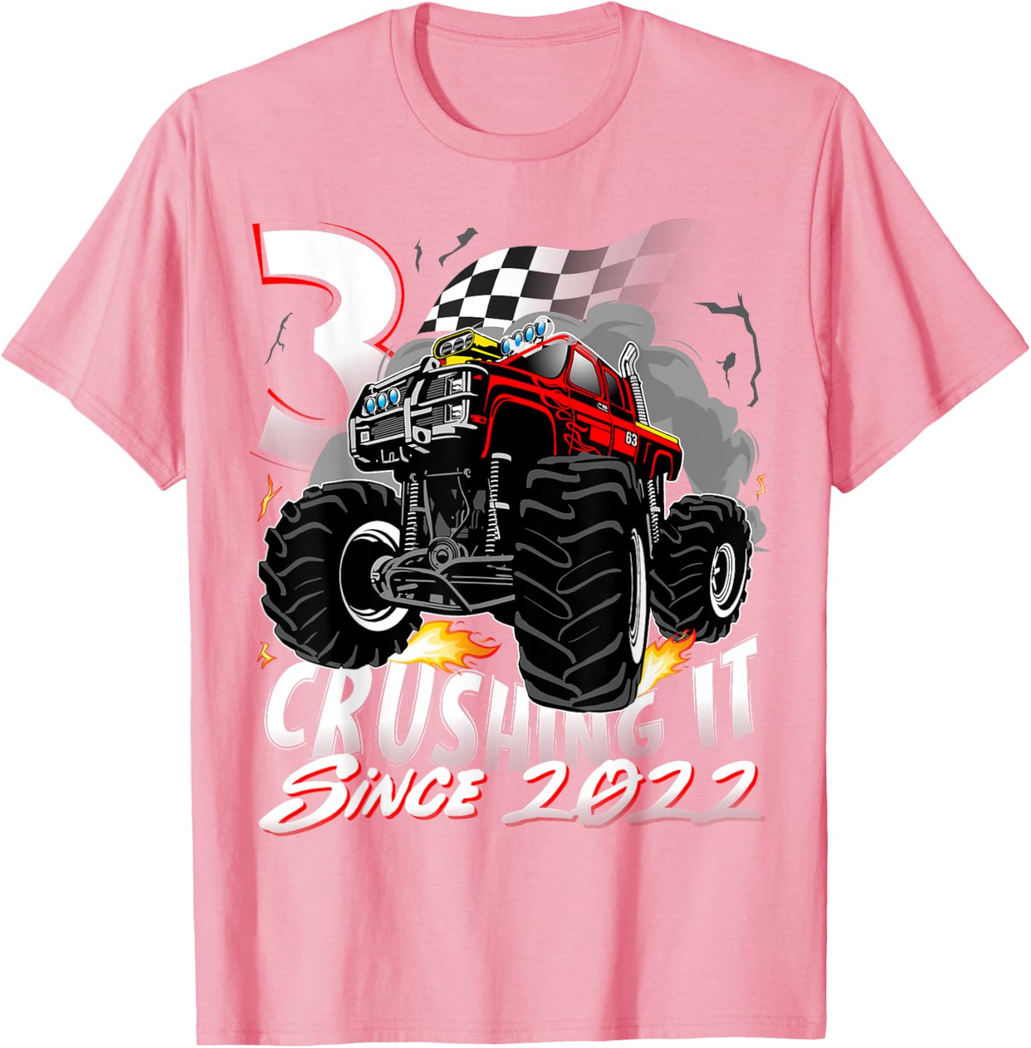 Cool Monster Truck Birthday T-Shirt for 3 Year Old Boys Born 2022 - 2