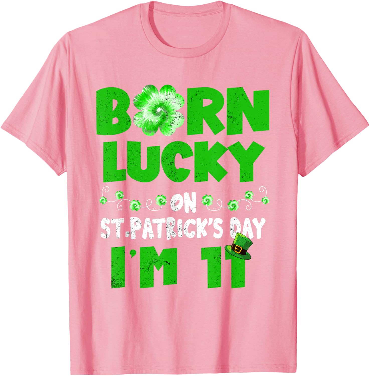 Born Lucky St. Patrick's Day 11th Birthday T-Shirt for Kids - 17