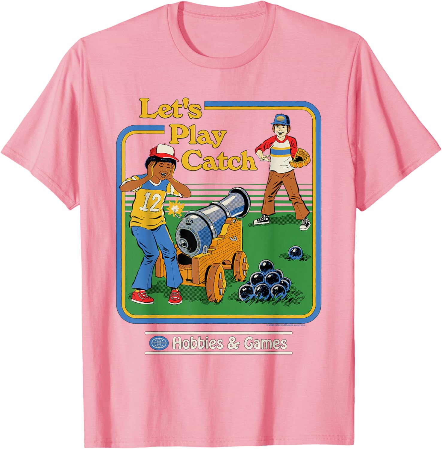 Funny Vintage Let's Play Catch Cannon T-Shirt for Adults - Retro Humor Tee - 7