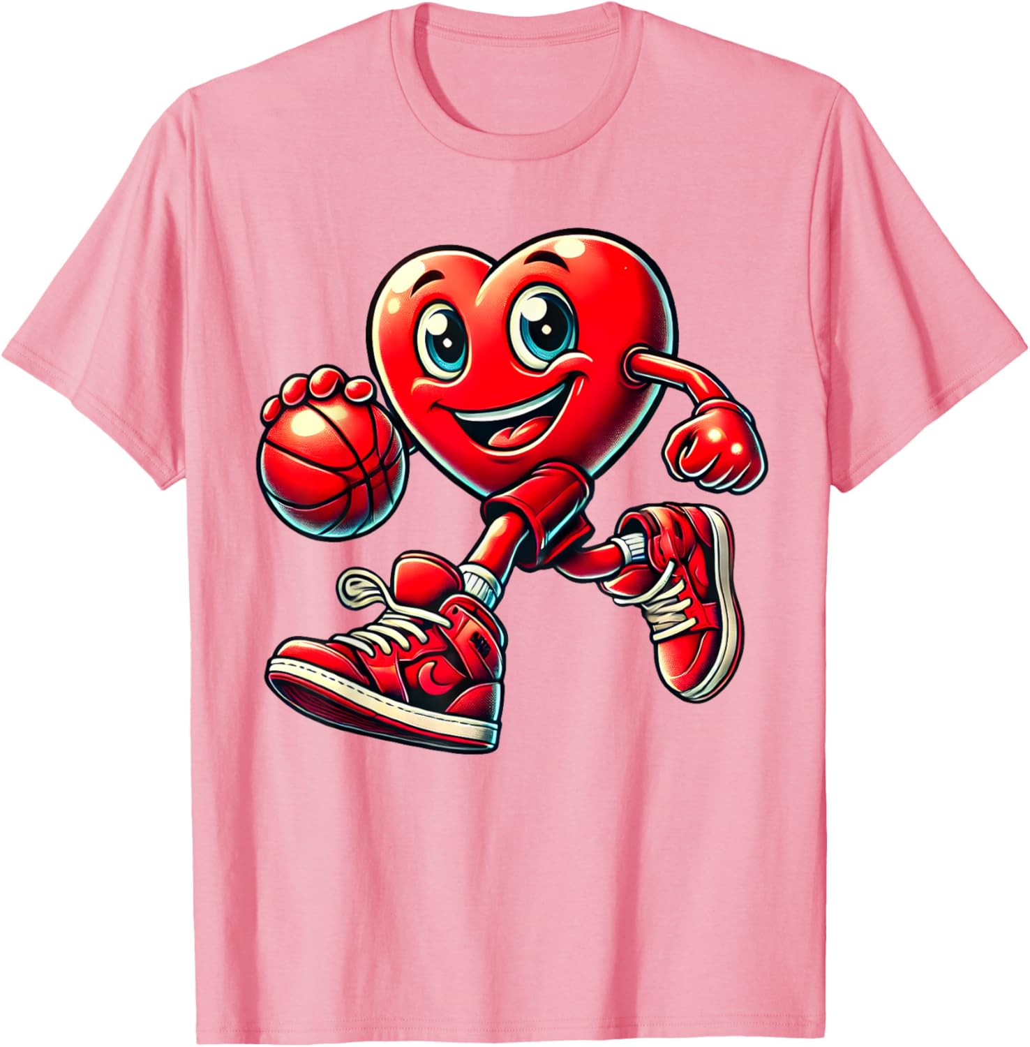 Valentine's Day Heart Basketball T-Shirt for Kids and Adults Fun Design - 2