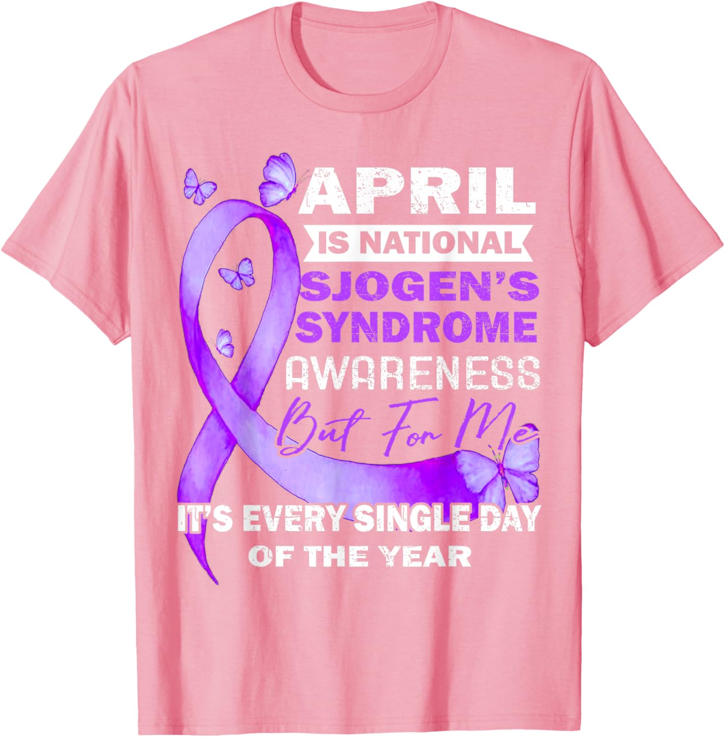 April Wear Purple Ribbon Sjögren's Syndrome Awareness T-Shirt for Support - 17