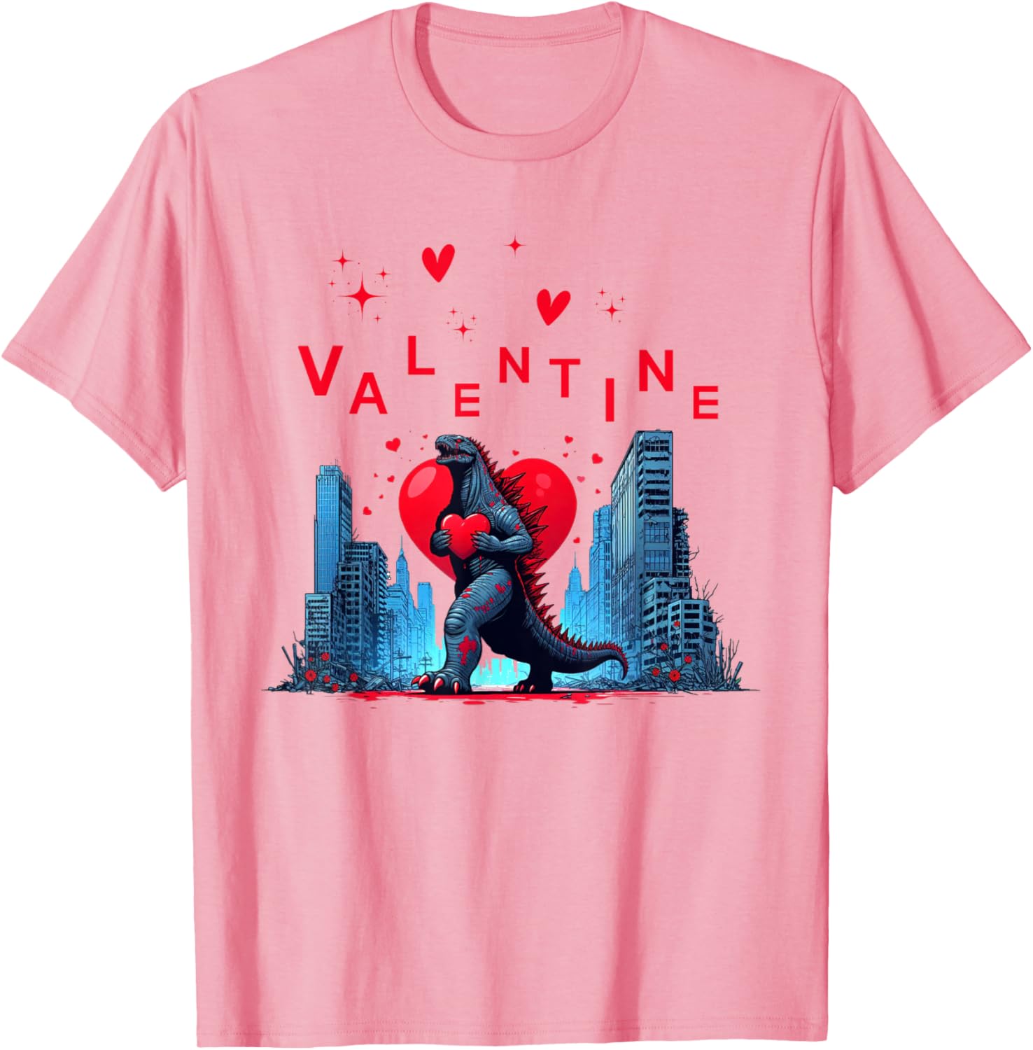 Valentine Kaiju Monster Art T-Shirt for Lovers - Cute Japanese Design - 9
