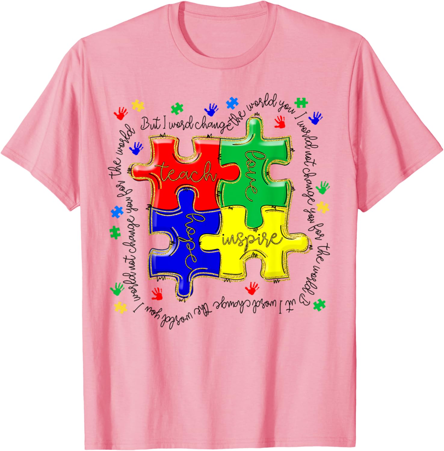 Autism Awareness Teacher Puzzle Shirt Teach Accept Understand Love - 16
