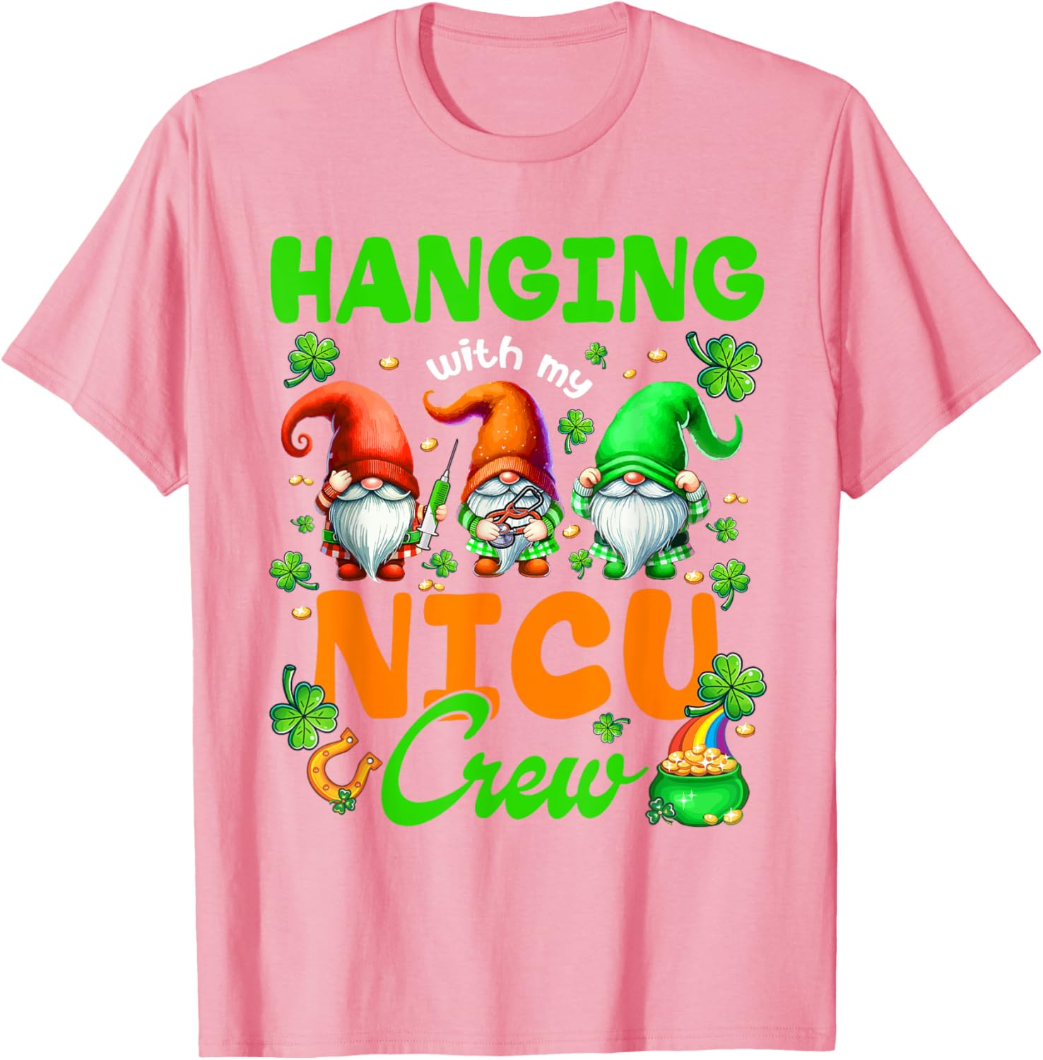 Adorable NICU Nurse Gnome St. Patrick's Day T-Shirt for Nurses and Friends - 21