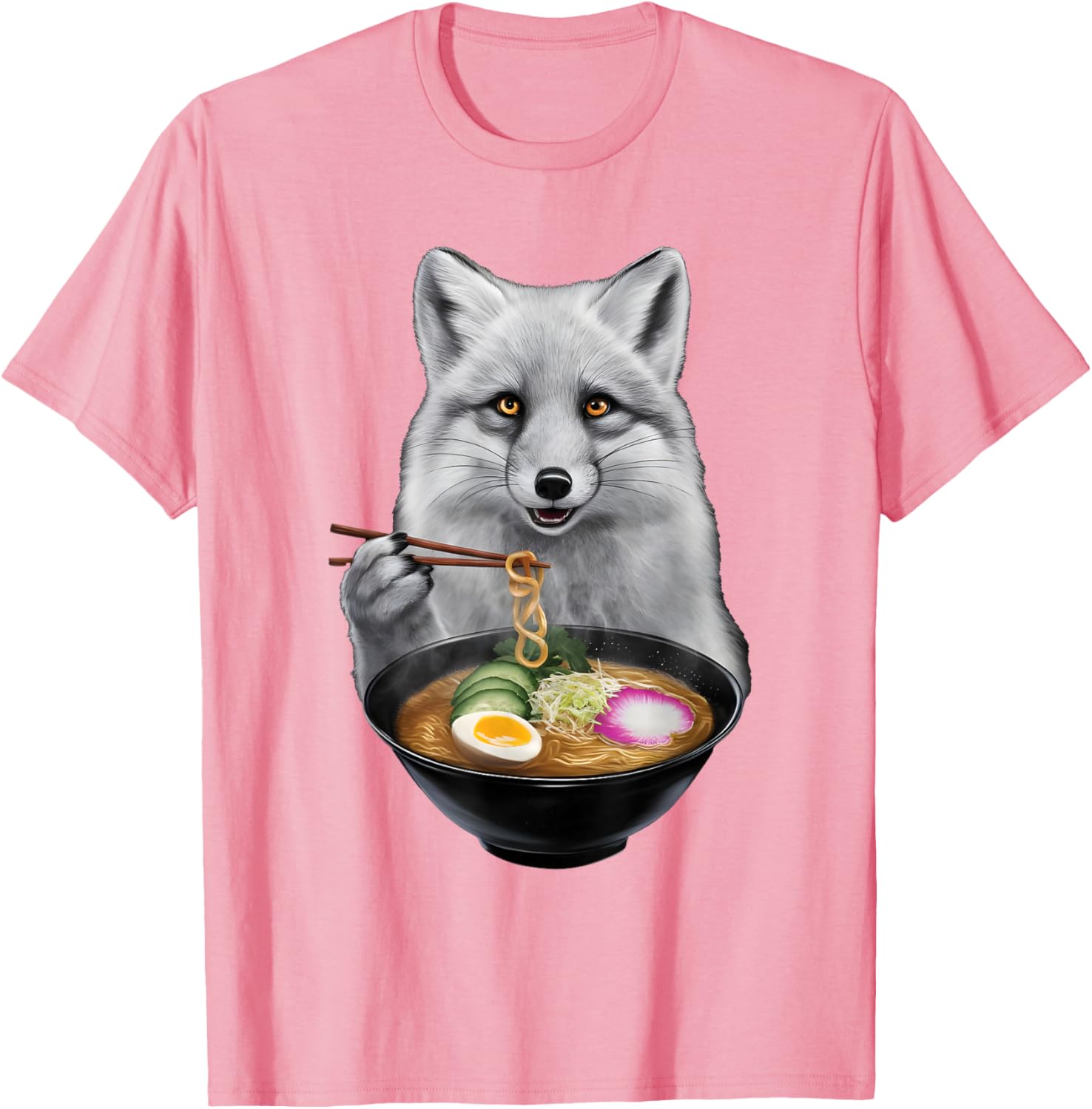 Arctic Fox Enjoying Ramen T-Shirt Fun and Unique Apparel for Animal Lovers - 11