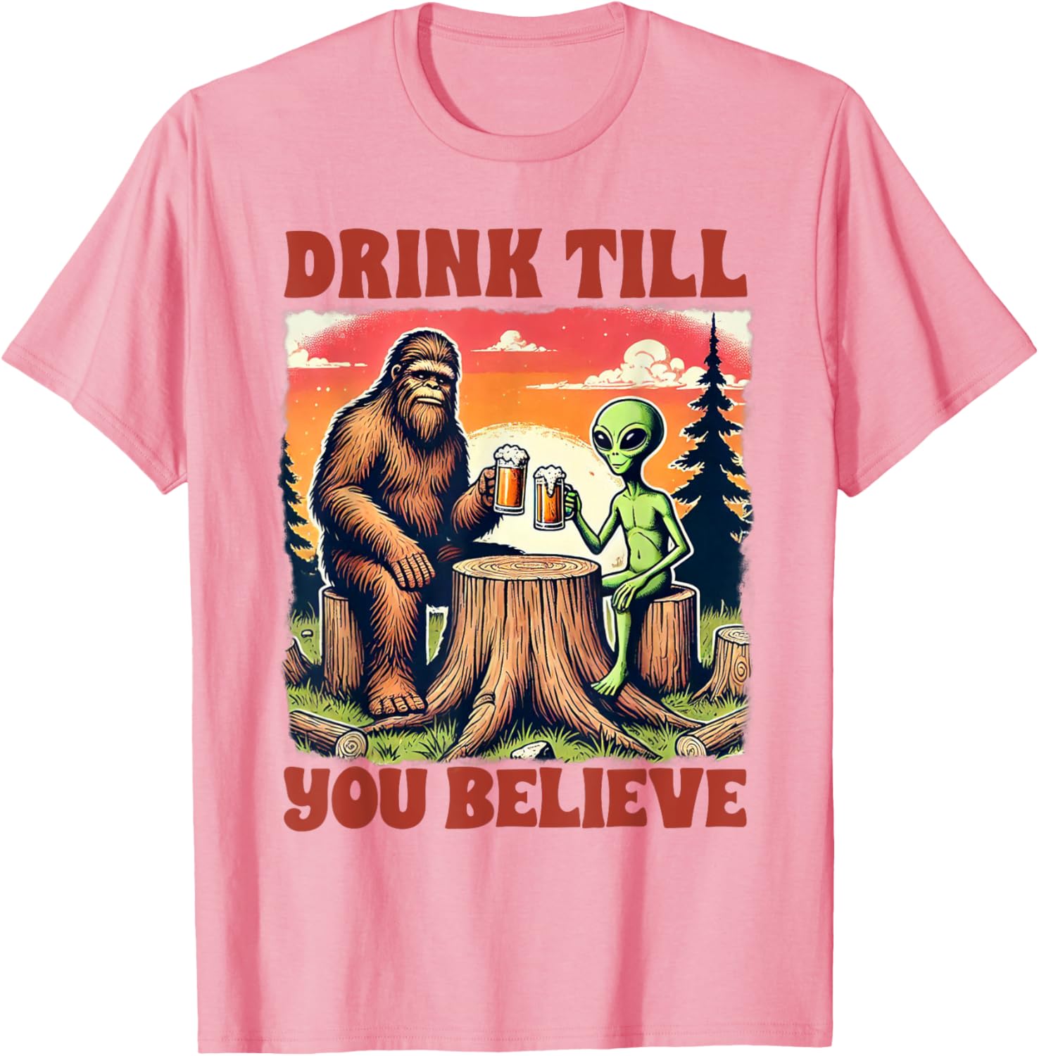 Bigfoot and Alien Lover T-Shirt for Fun Drink Enthusiasts - 6