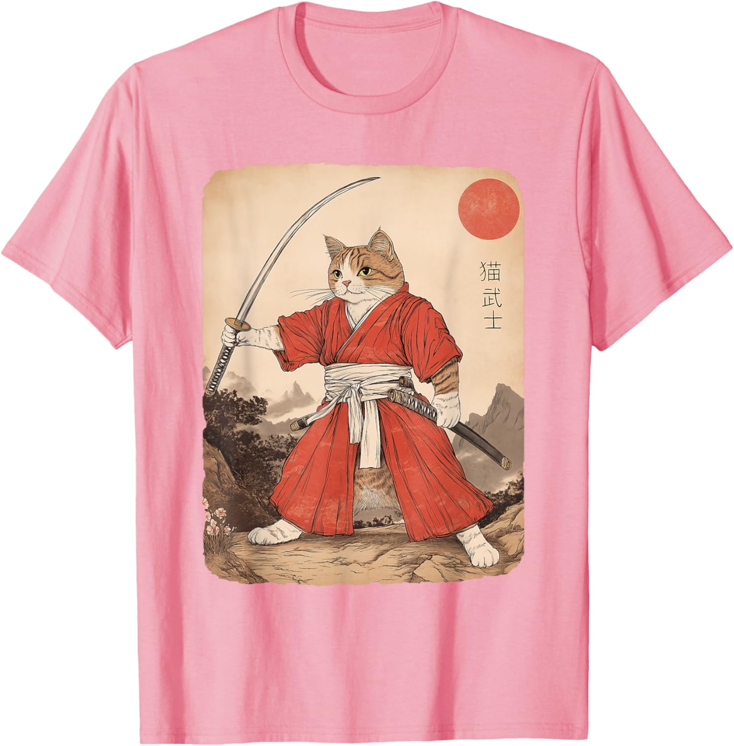 Vintage Samurai Cat Warrior Graphic T-Shirt for All Ages - Anime Style - 10