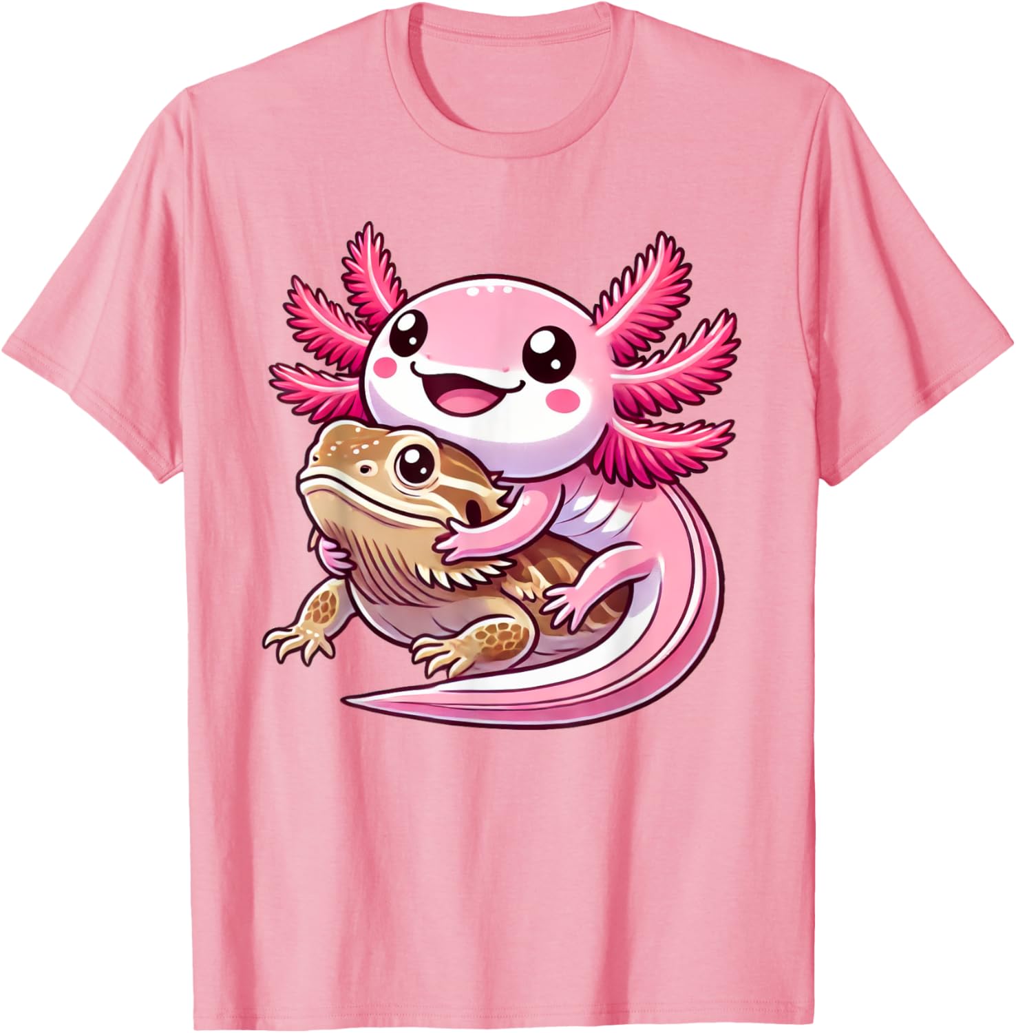 Adorable Axolotl Hugging Bearded Dragon T-Shirt for Animal Lovers - 2