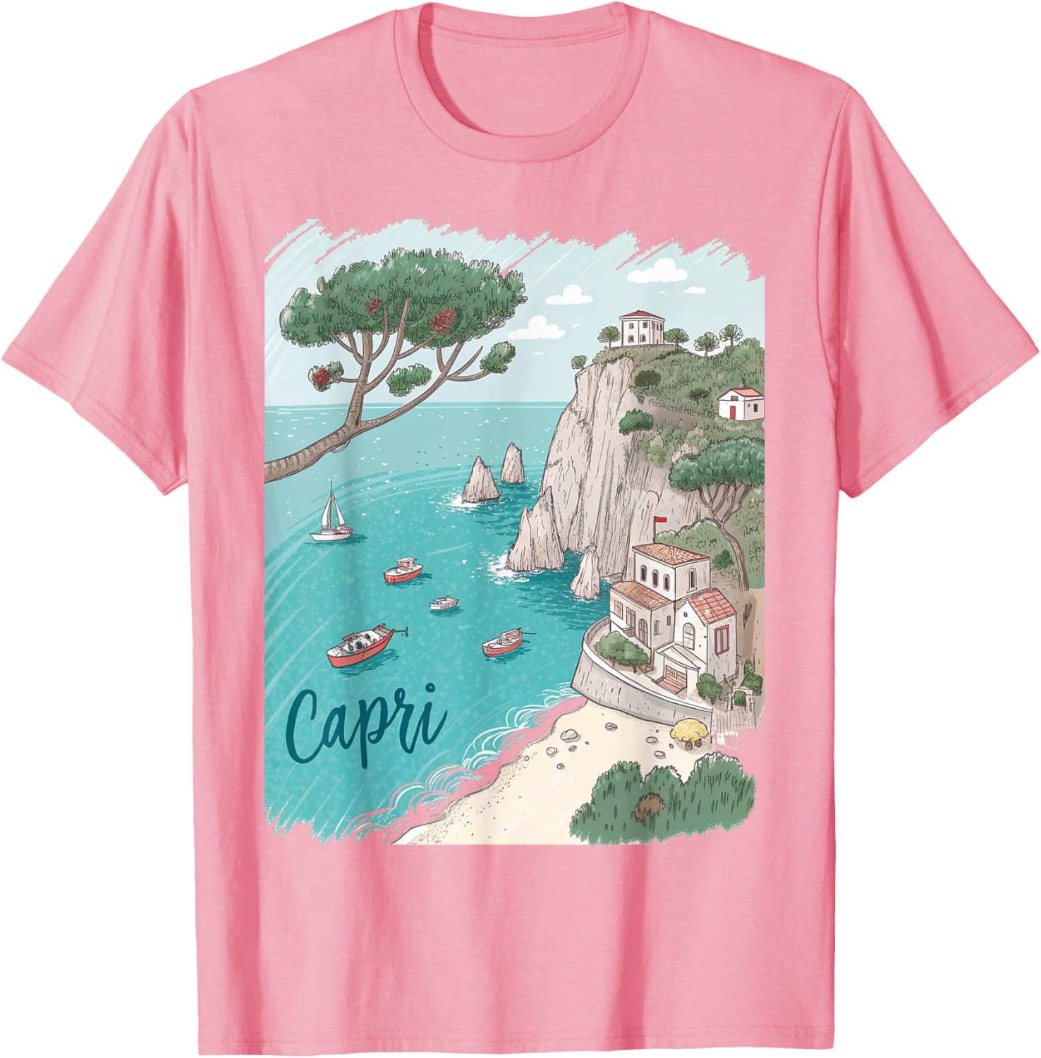 Capri Italy Scenic Coastal View T-Shirt - Perfect Souvenir Gift Idea - 6