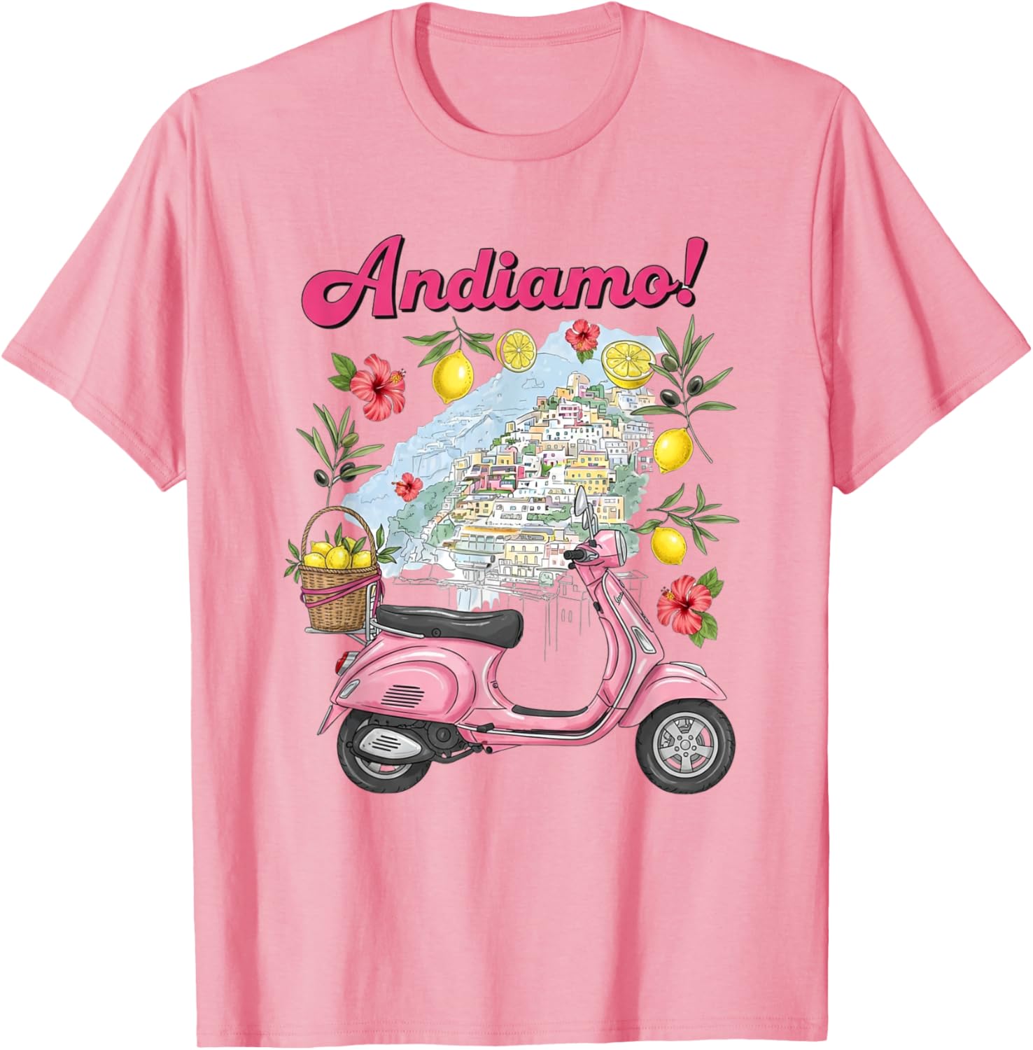 Andiamo Positano Lemon Scooter Travel T-Shirt for Italian Adventure Lovers - 6
