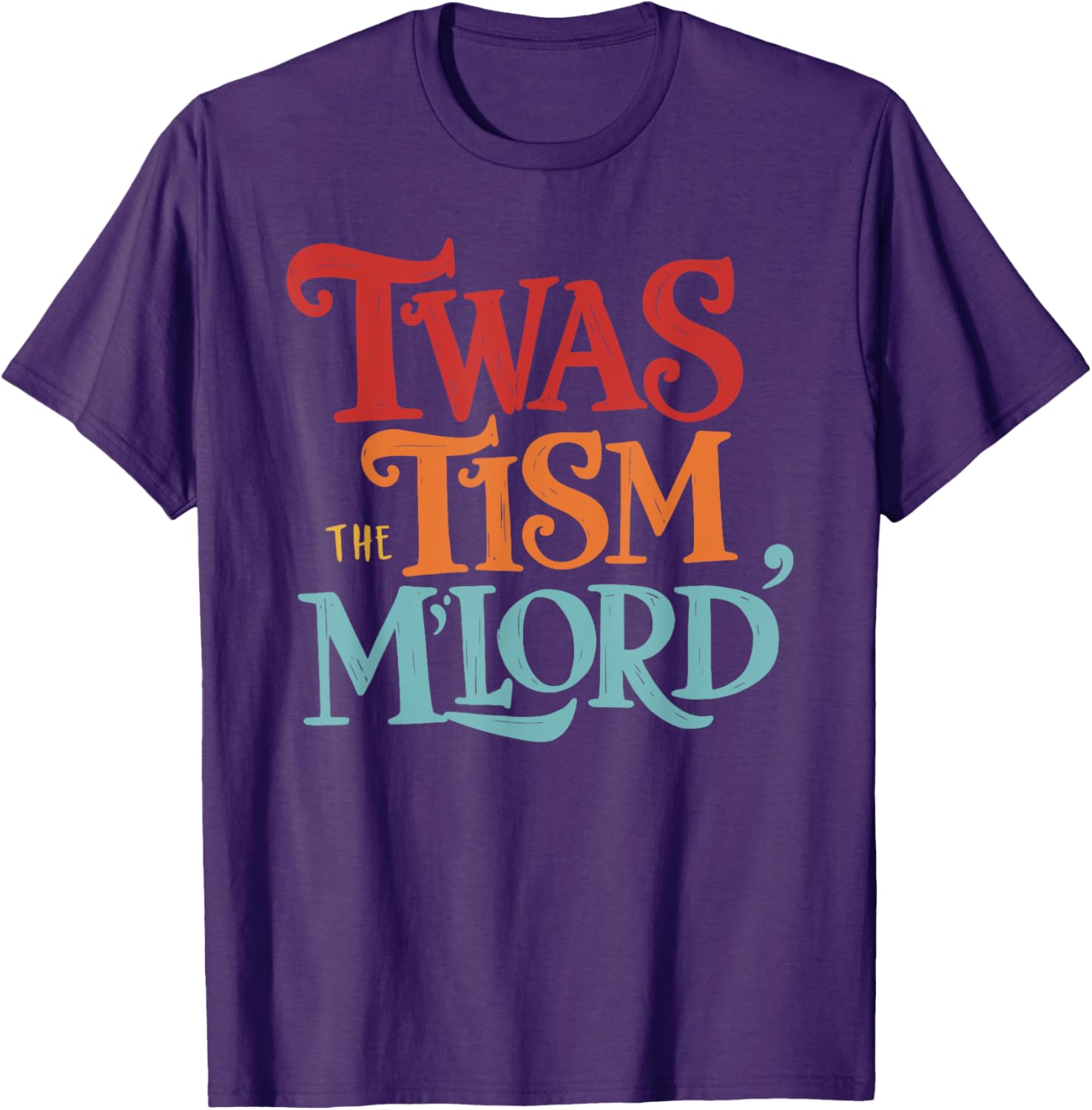 Vintage Style Twas the Tism M'Lord Black T-Shirt for Unisex Adults - 21