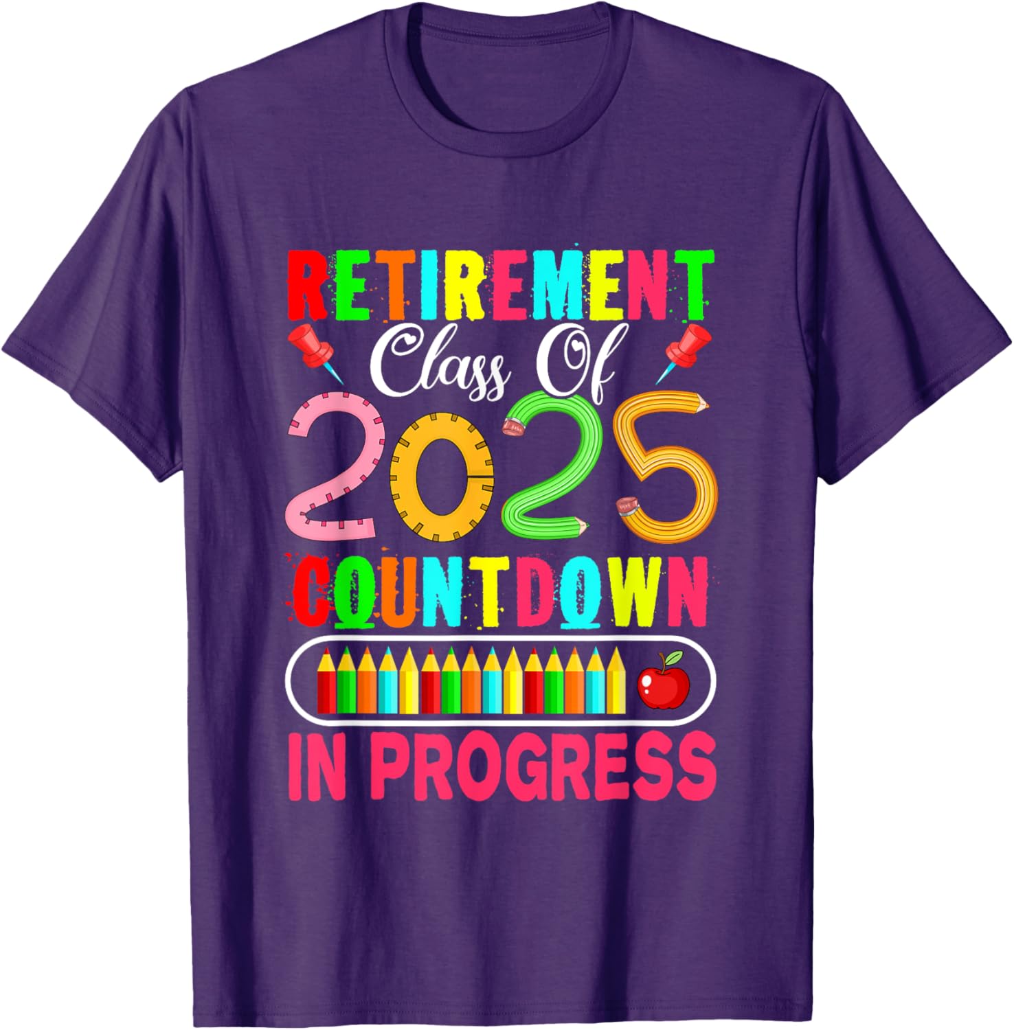 Colorful Retirement Class Of 2025 Countdown T-Shirt for Celebrations - 18