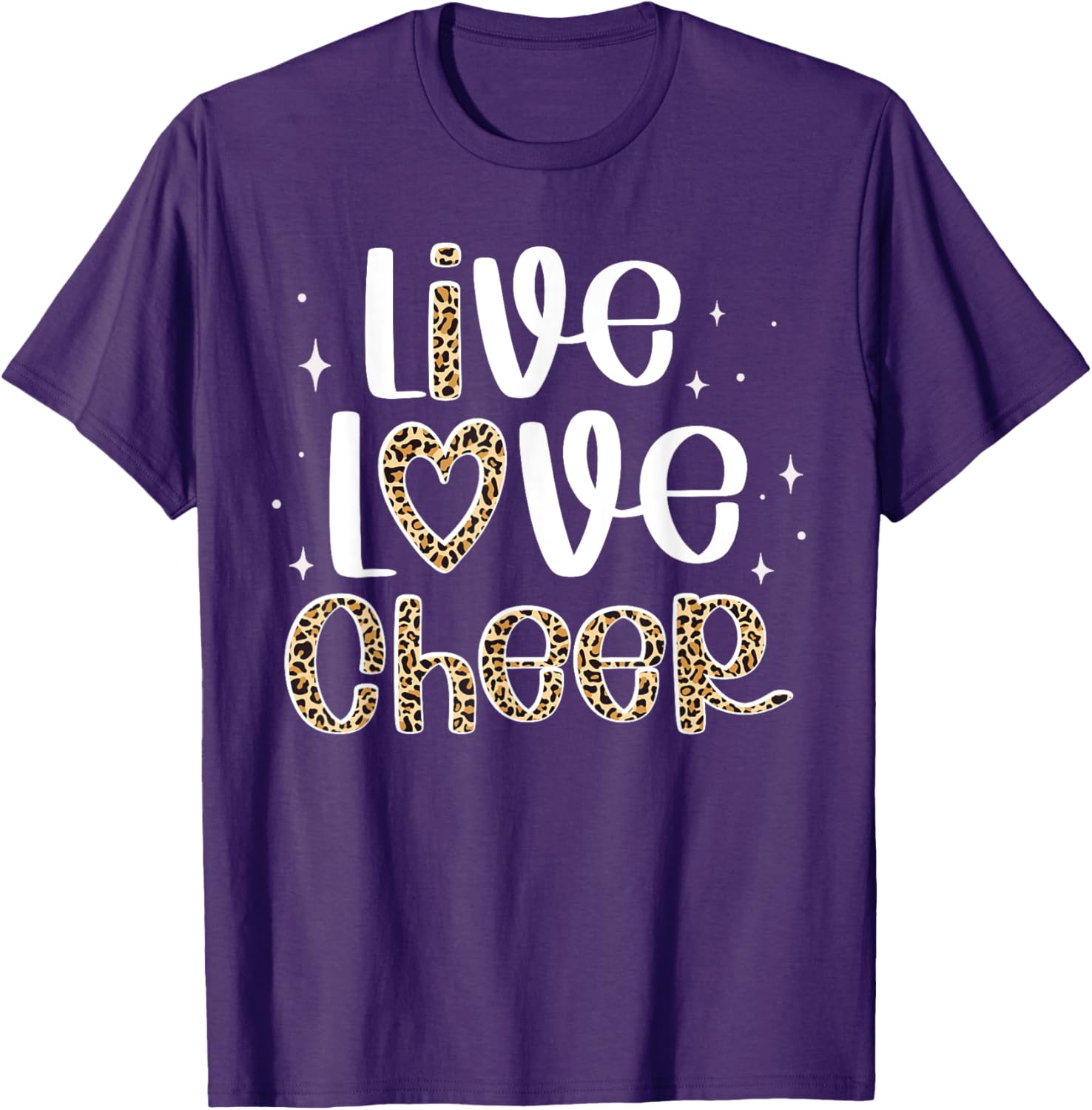 Cheerleader Live Love Cheer Leopard Print T-Shirt for Cheer Fans - 4