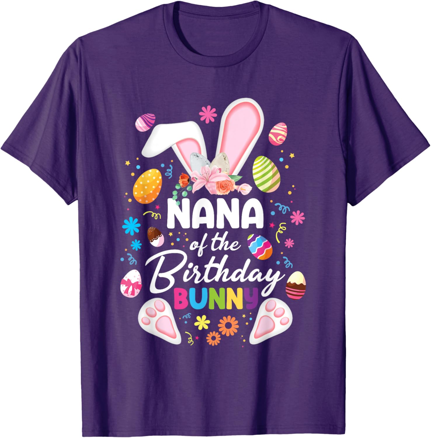 Nana Of The Birthday Bunny Easter Family Matching T-Shirt for Fun Celebrations - 1
