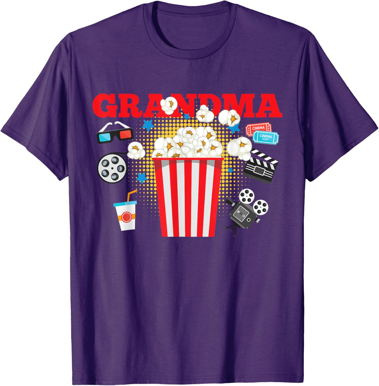 Grandma Movie Night Birthday Party T-Shirt for Fun Celebrations - 13