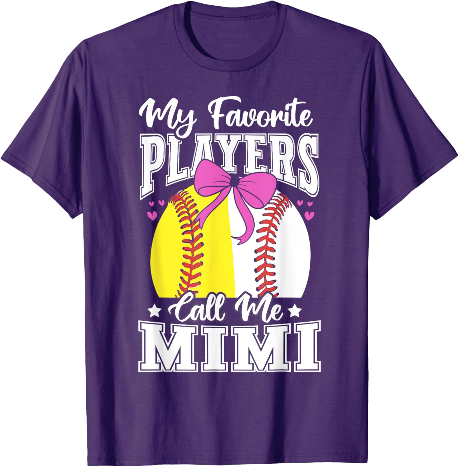 Baseball Grandma Favorite Softball Players Mimi Bow T-Shirt for Fans - 17