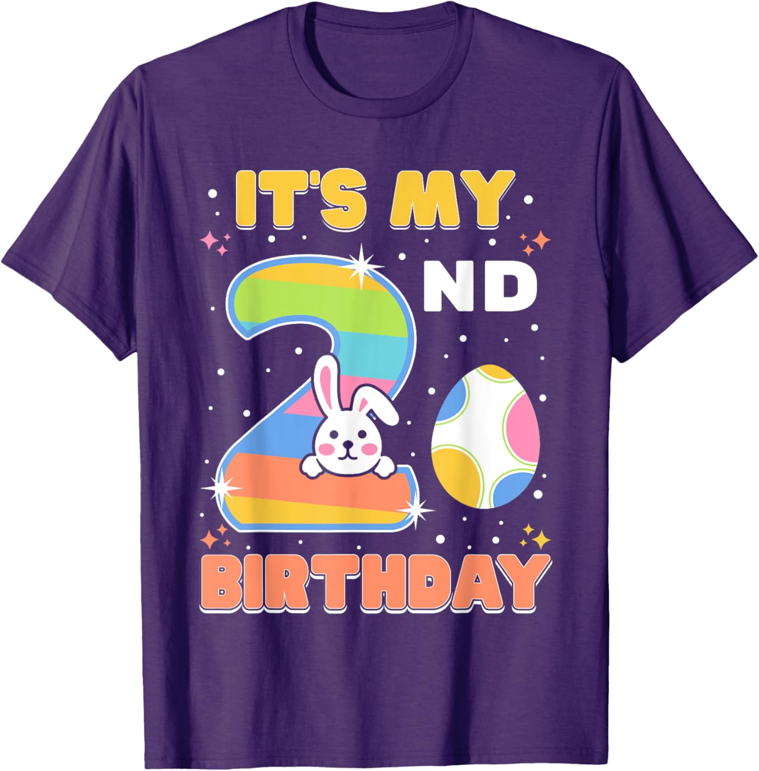 Cute Easter Bunny 2nd Birthday T-Shirt for Boys and Girls Age 2 - 3