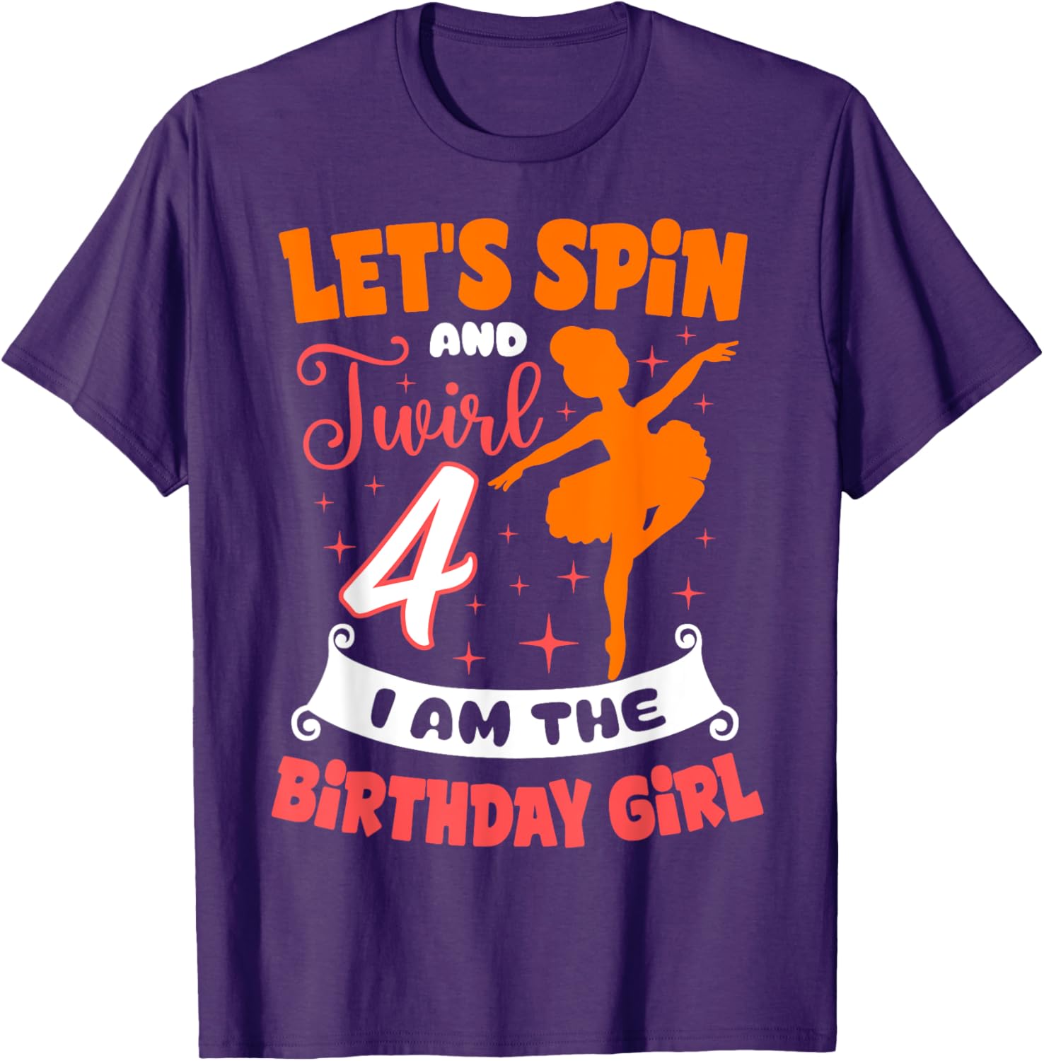 Ballerina Birthday Girl 4th Bday Pointe T-Shirt for Young Dancers - 5