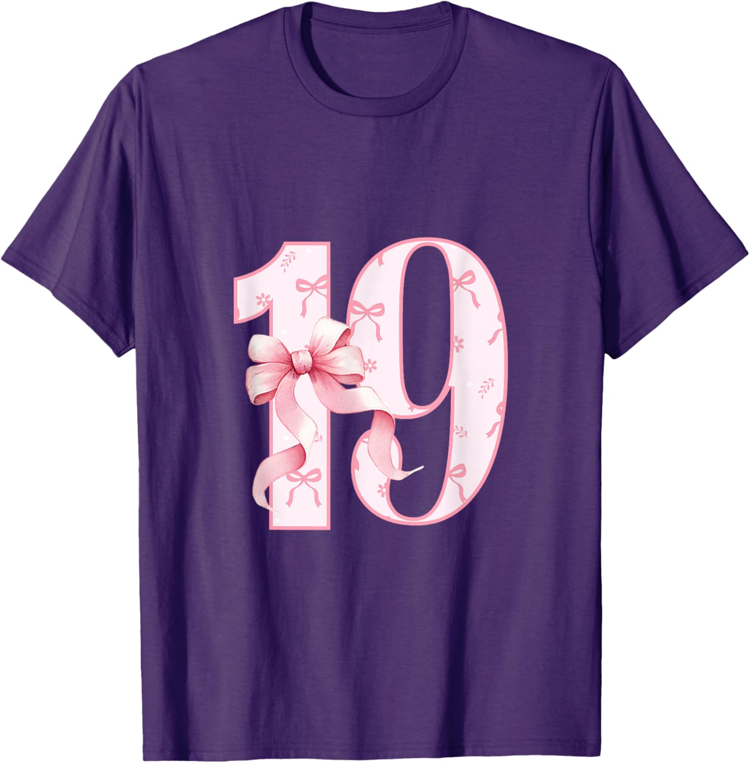 Cute Pink Coquette Bow 19th Birthday Girl T-Shirt for Celebrations - 5